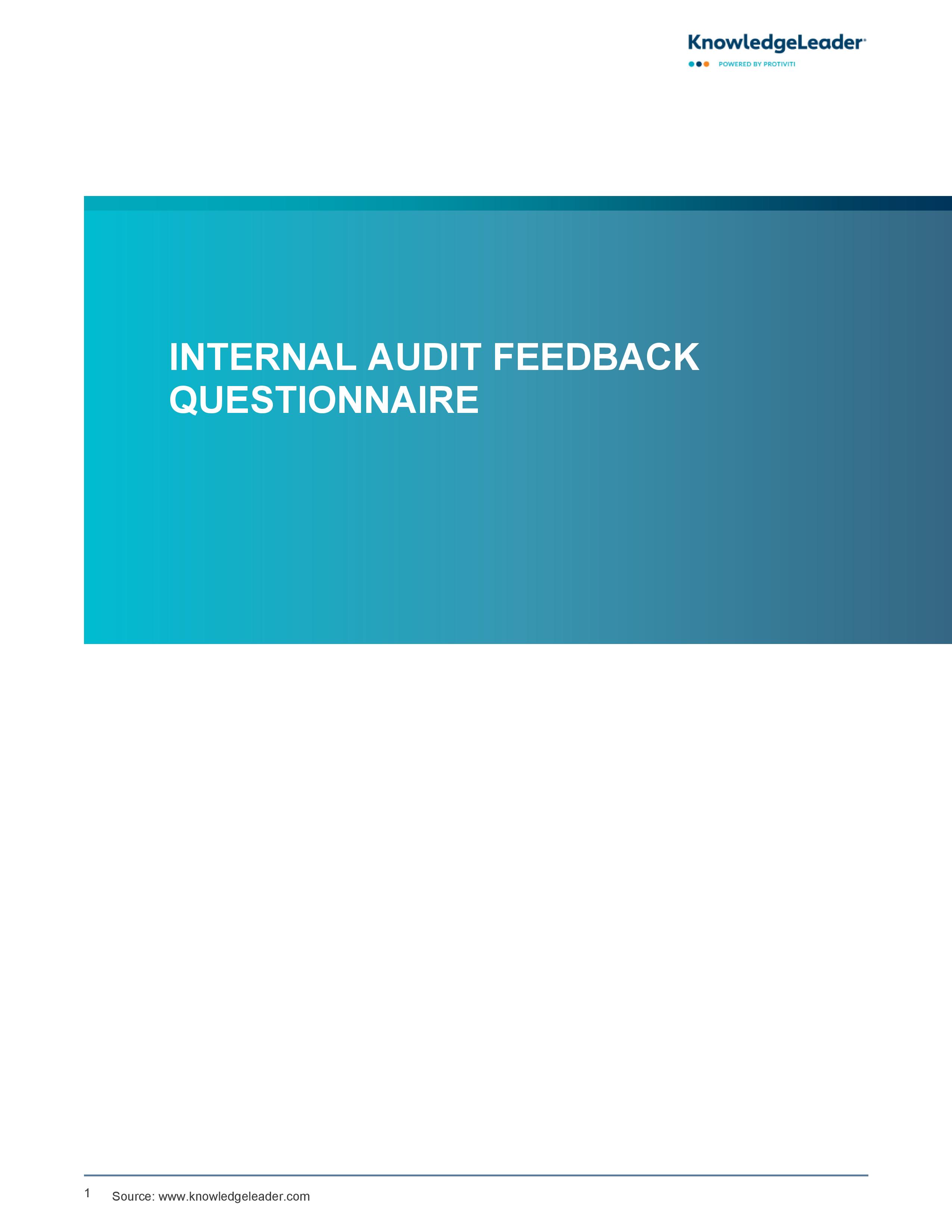 Screenshot of the first page of Internal Audit Feedback Questionnaire