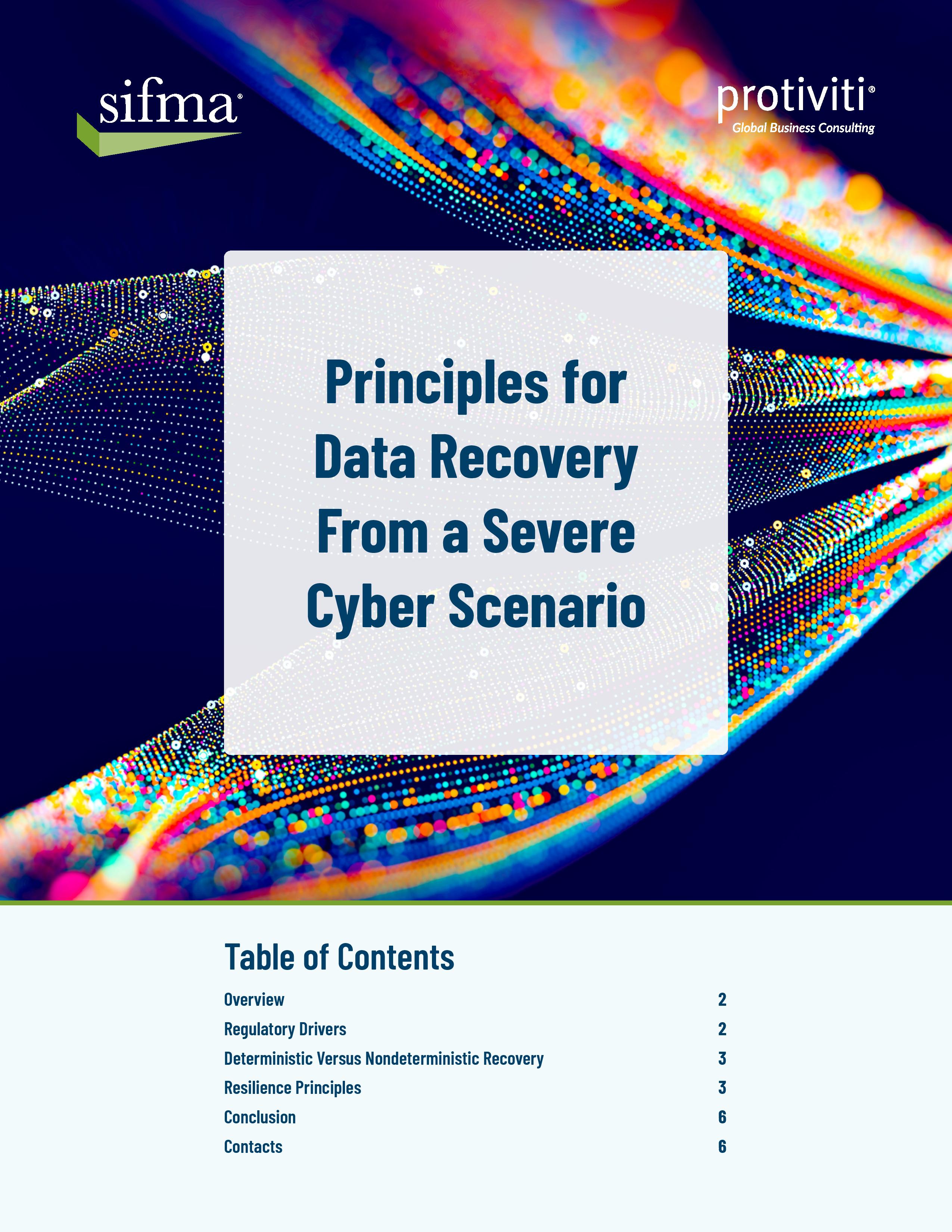 Screenshot of the first page of Principles for Data Recovery From a Severe Cyber Scenario