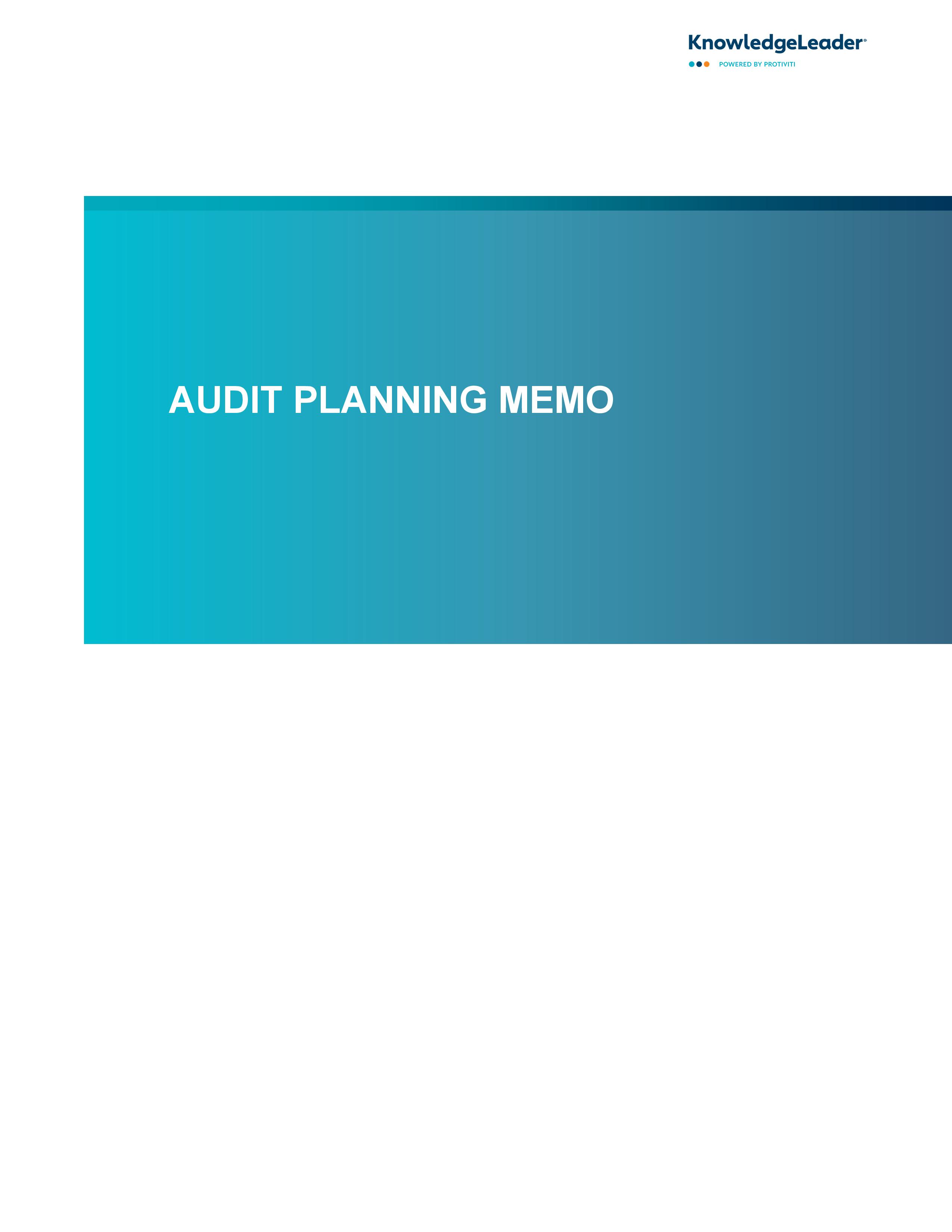 screenshot of the first page of Audit Planning Memo