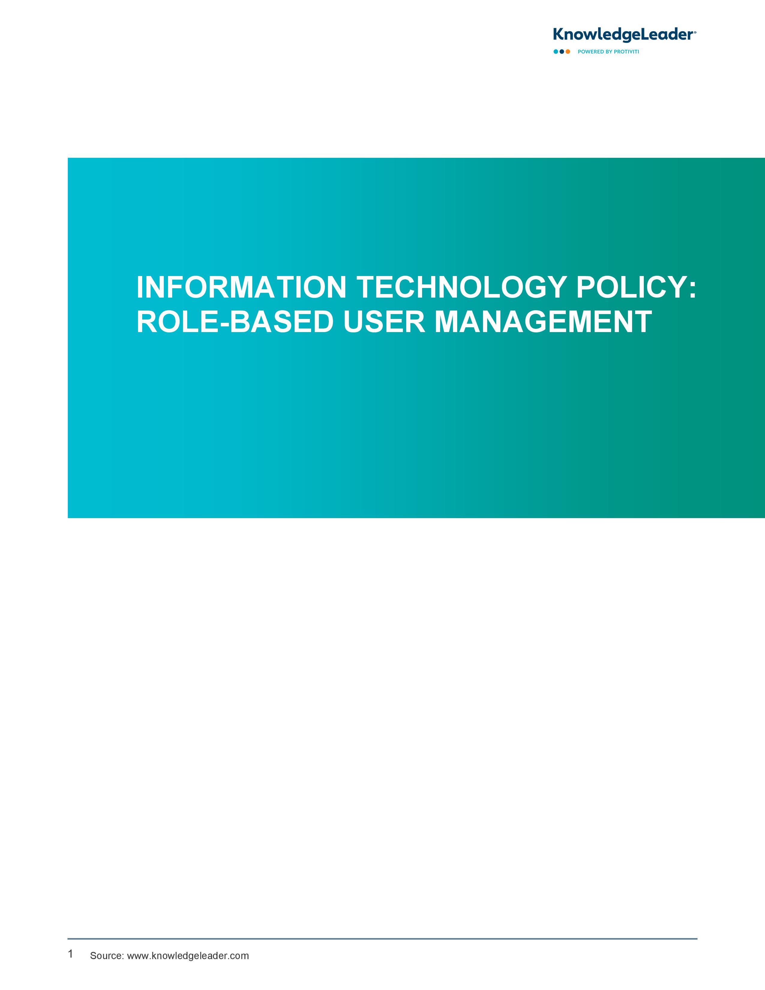 screenshot of the first page of Information Technology Policy Role-Based User Management