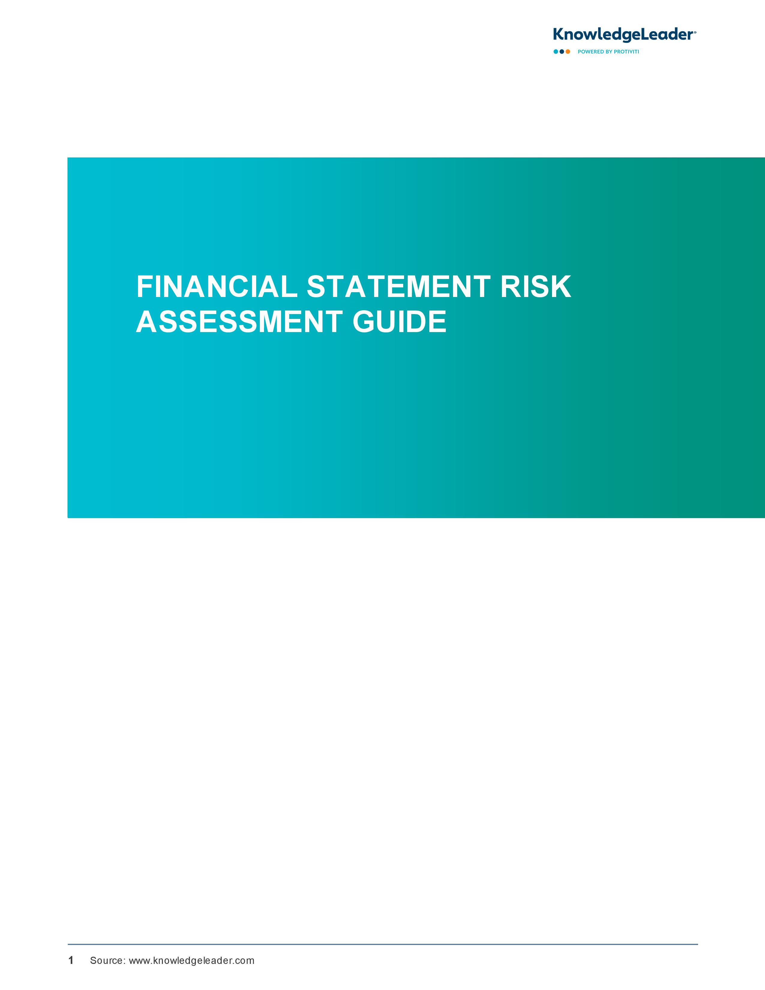 screenshot of the first page of Financial Statement Risk Assessment Guide