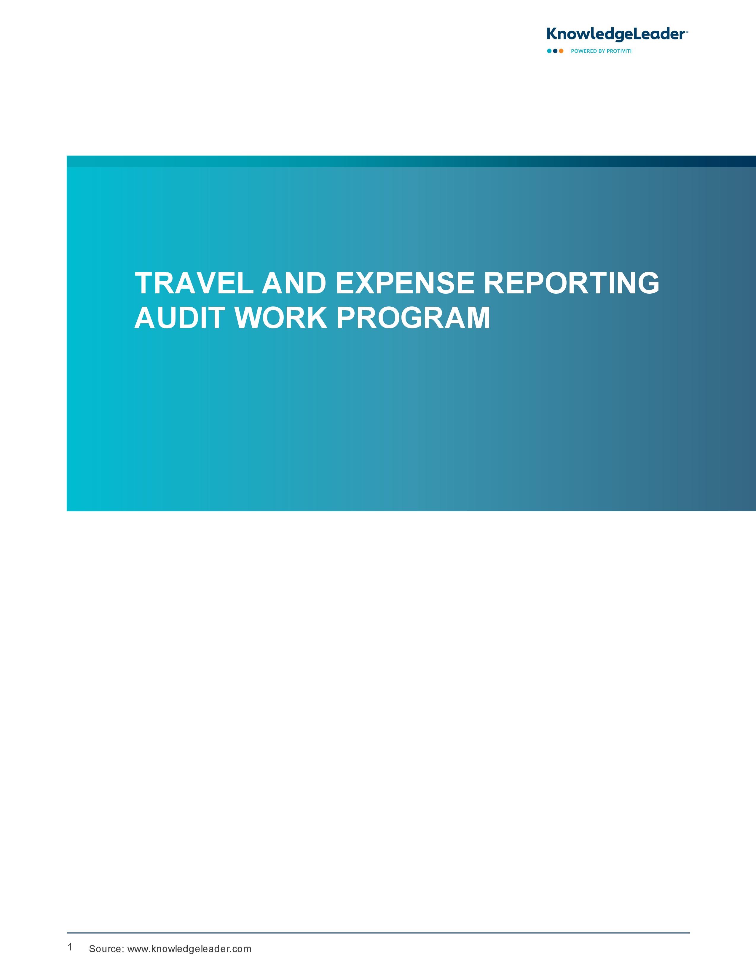 screenshot of the first page of Travel and Expense Reporting Audit Work Program