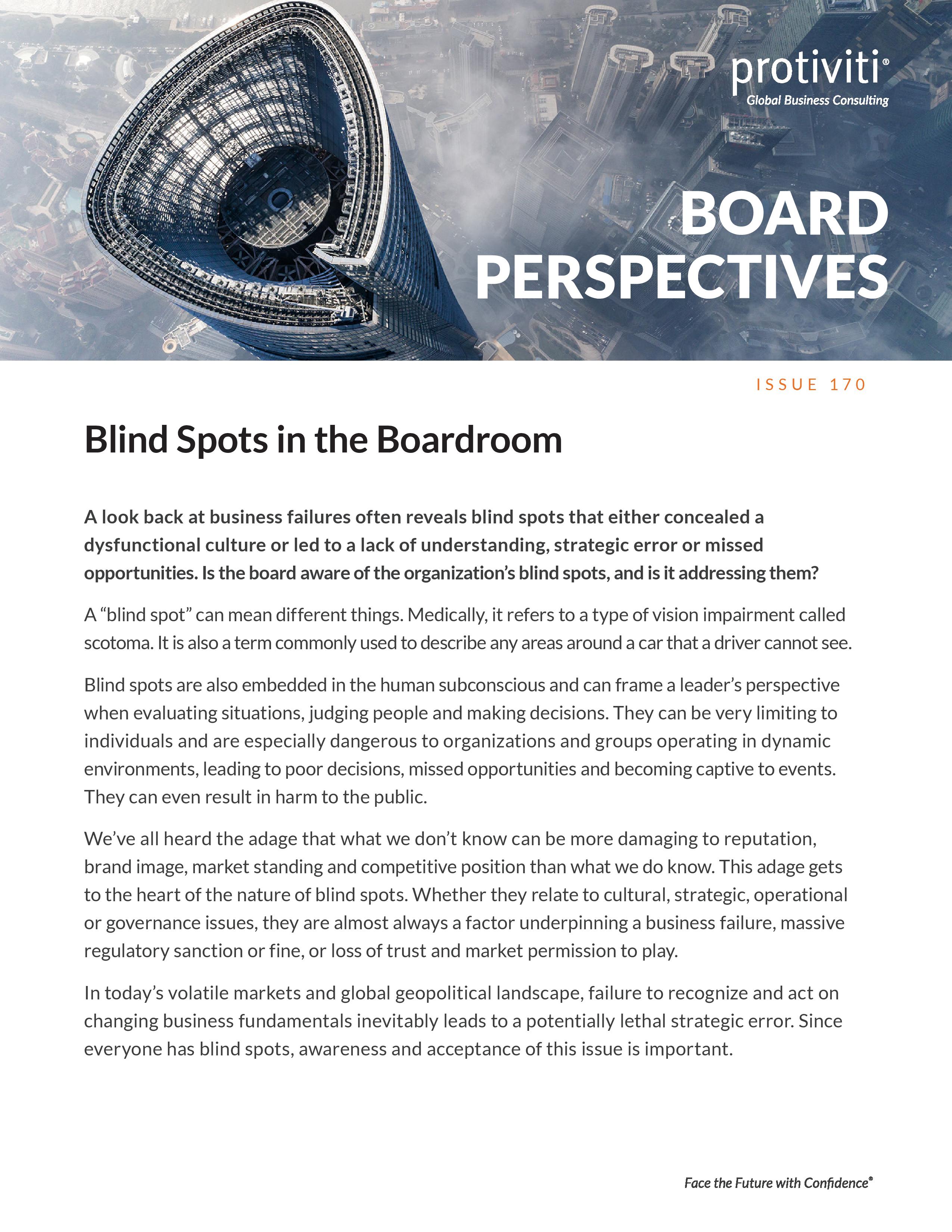 screenshot of the first page of Blind Spots in the Boardroom
