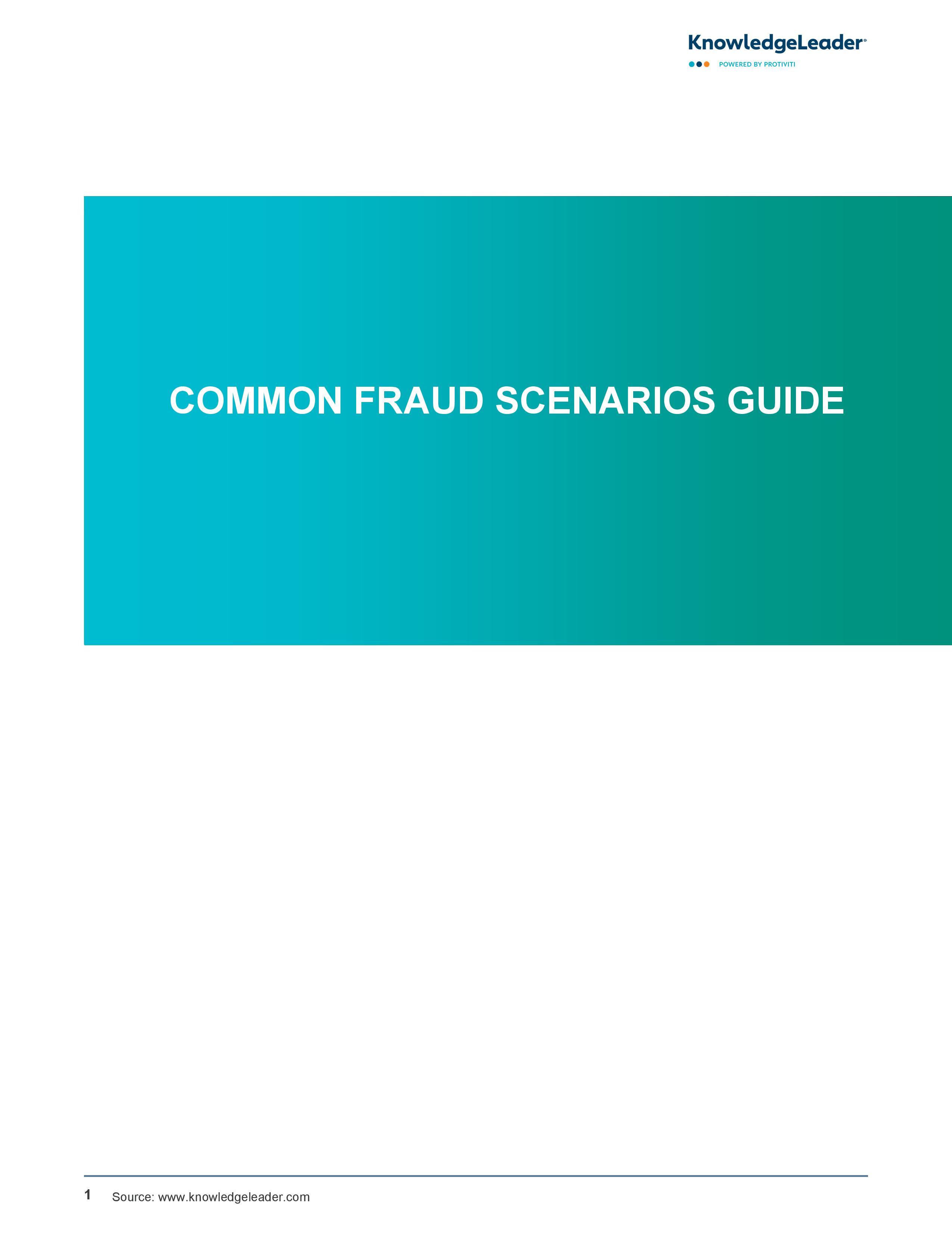 screenshot of the first page of Common Fraud Scenarios Guide