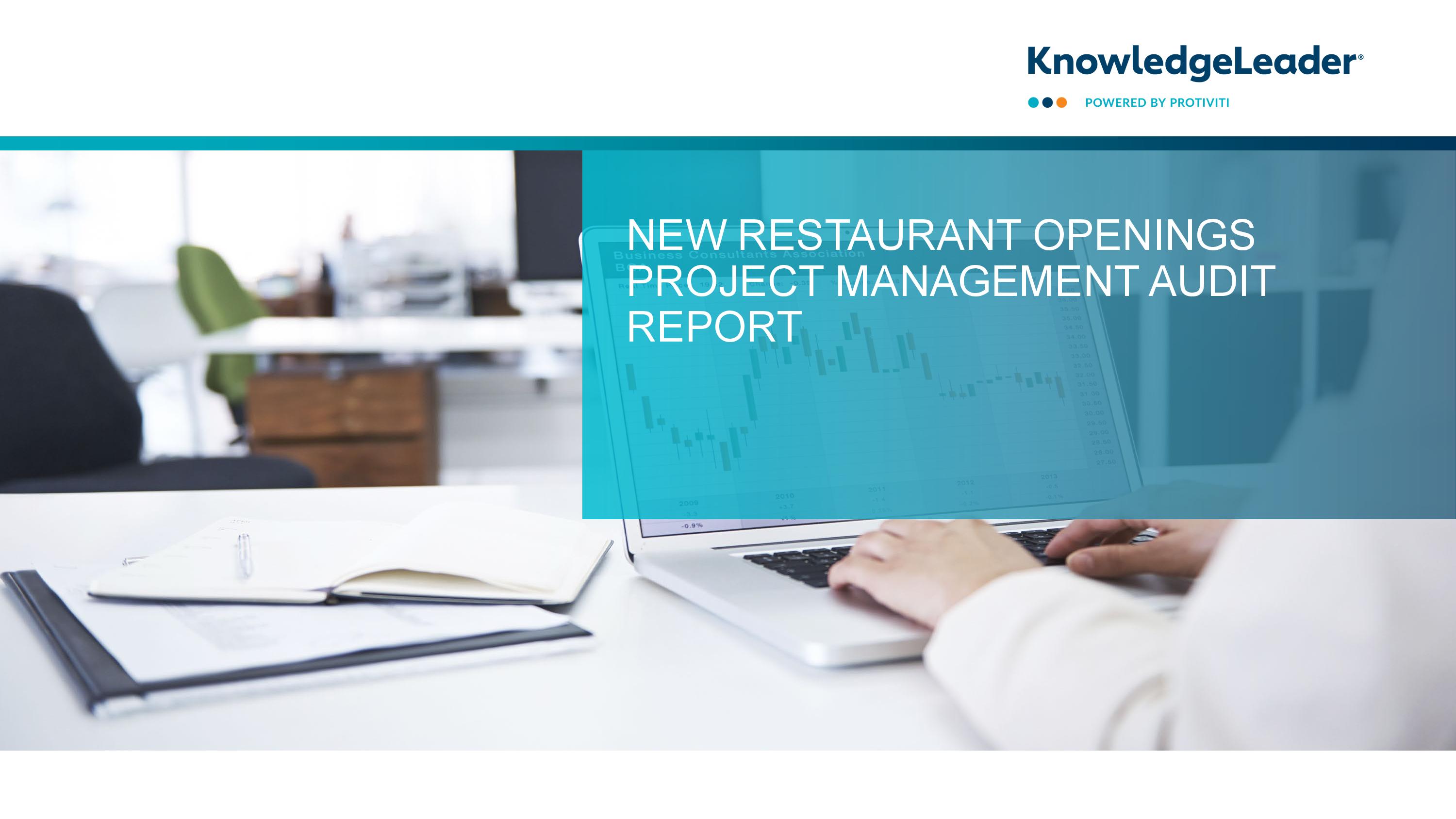 screenshot of the first page of New Restaurant Openings Project Management Audit Report