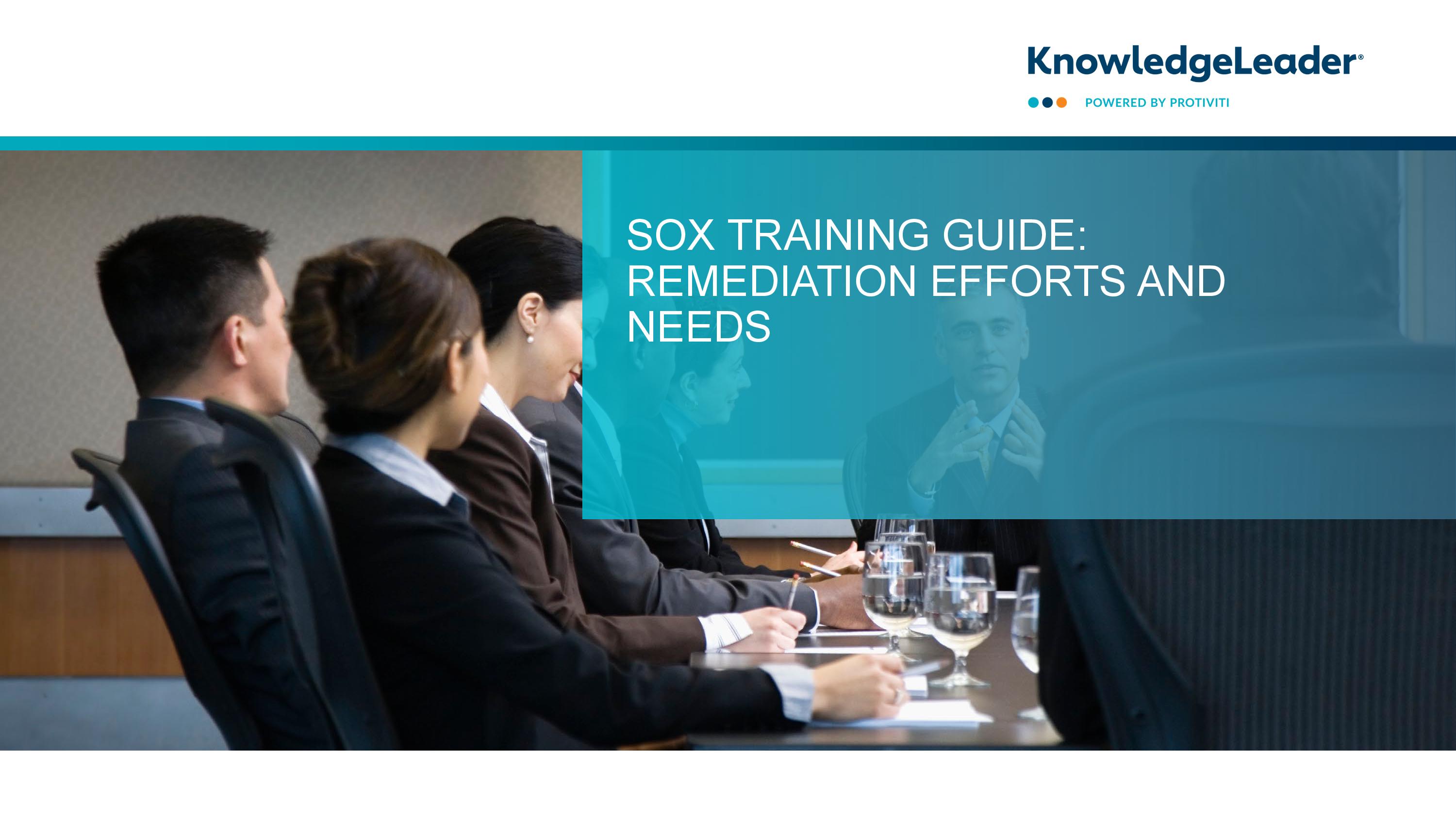 screenshot of the first page of SOX Training Guide Remediation Efforts and Needs
