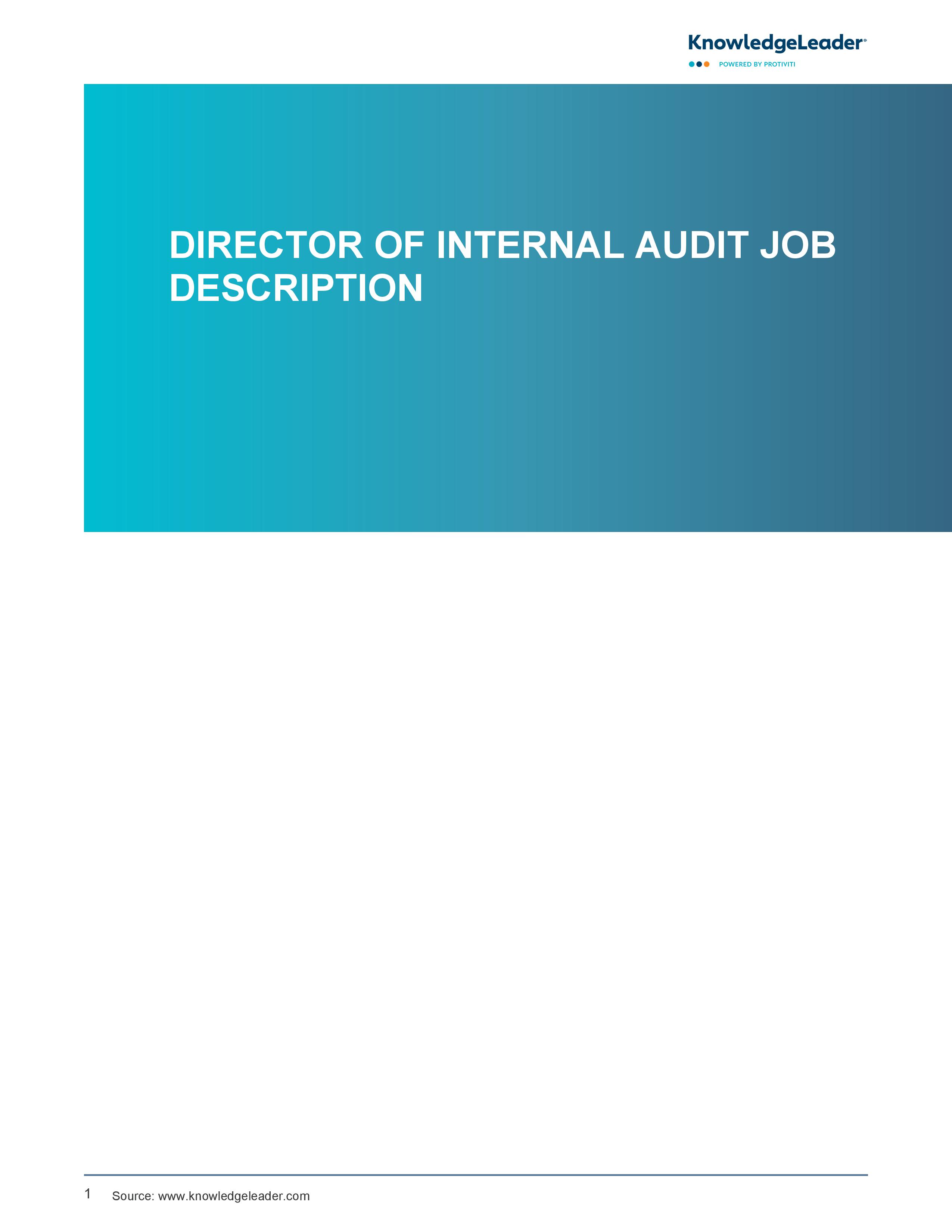 screenshot of the first page of Director of Internal Audit Job Description