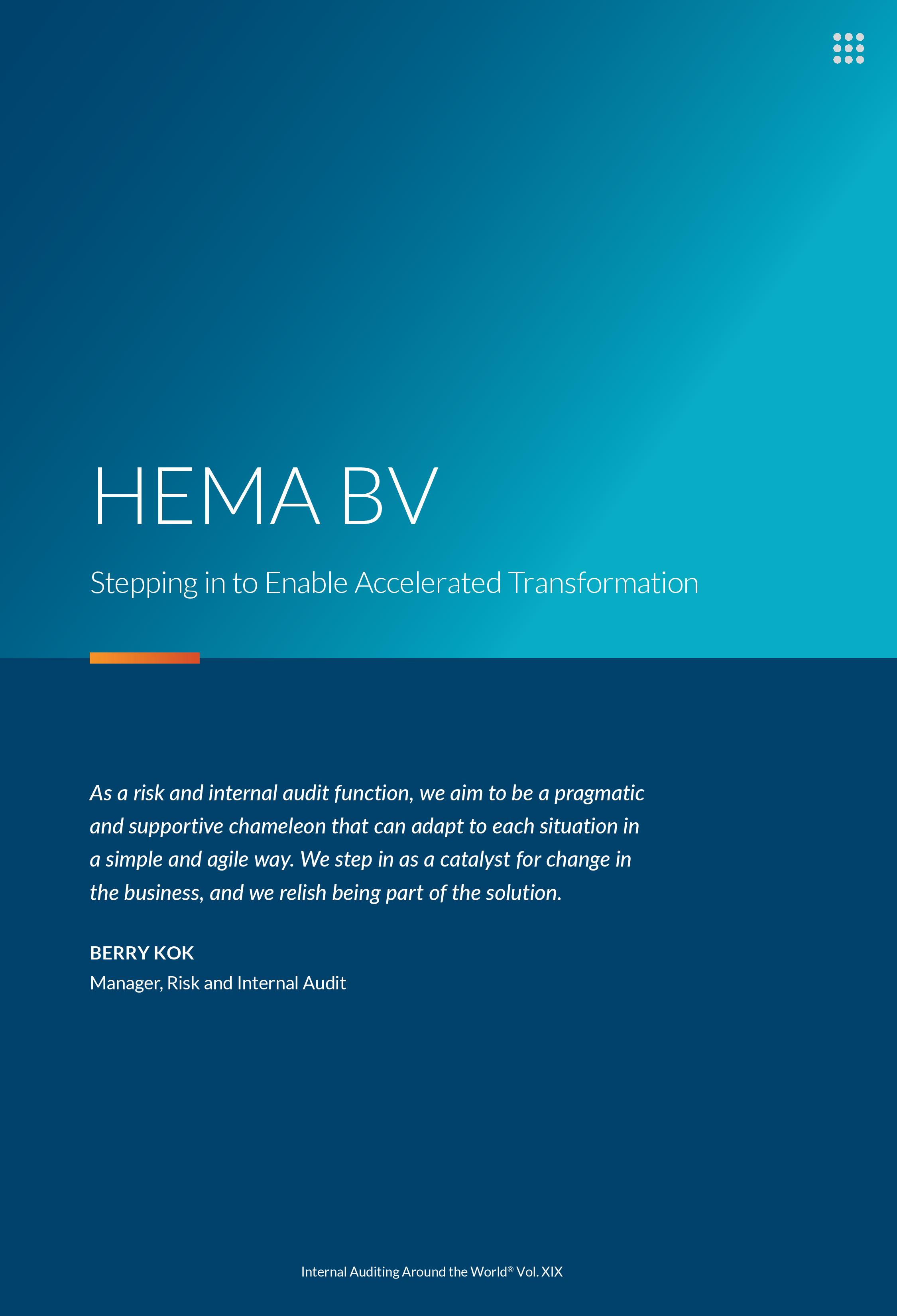 screenshot of the first page of HEMA BV Stepping in to Enable Accelerated Transformation