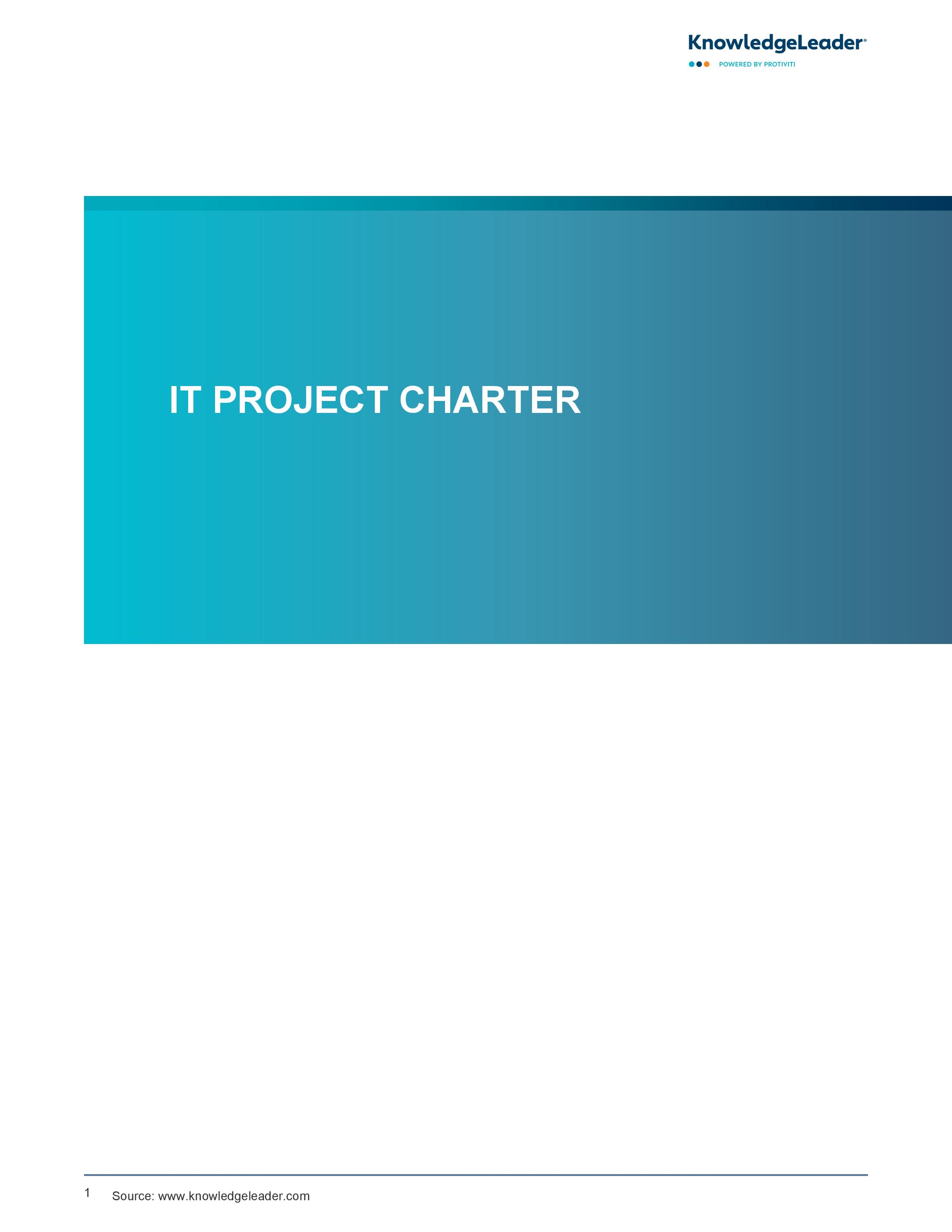 screenshot of the first page of IT Project Charter