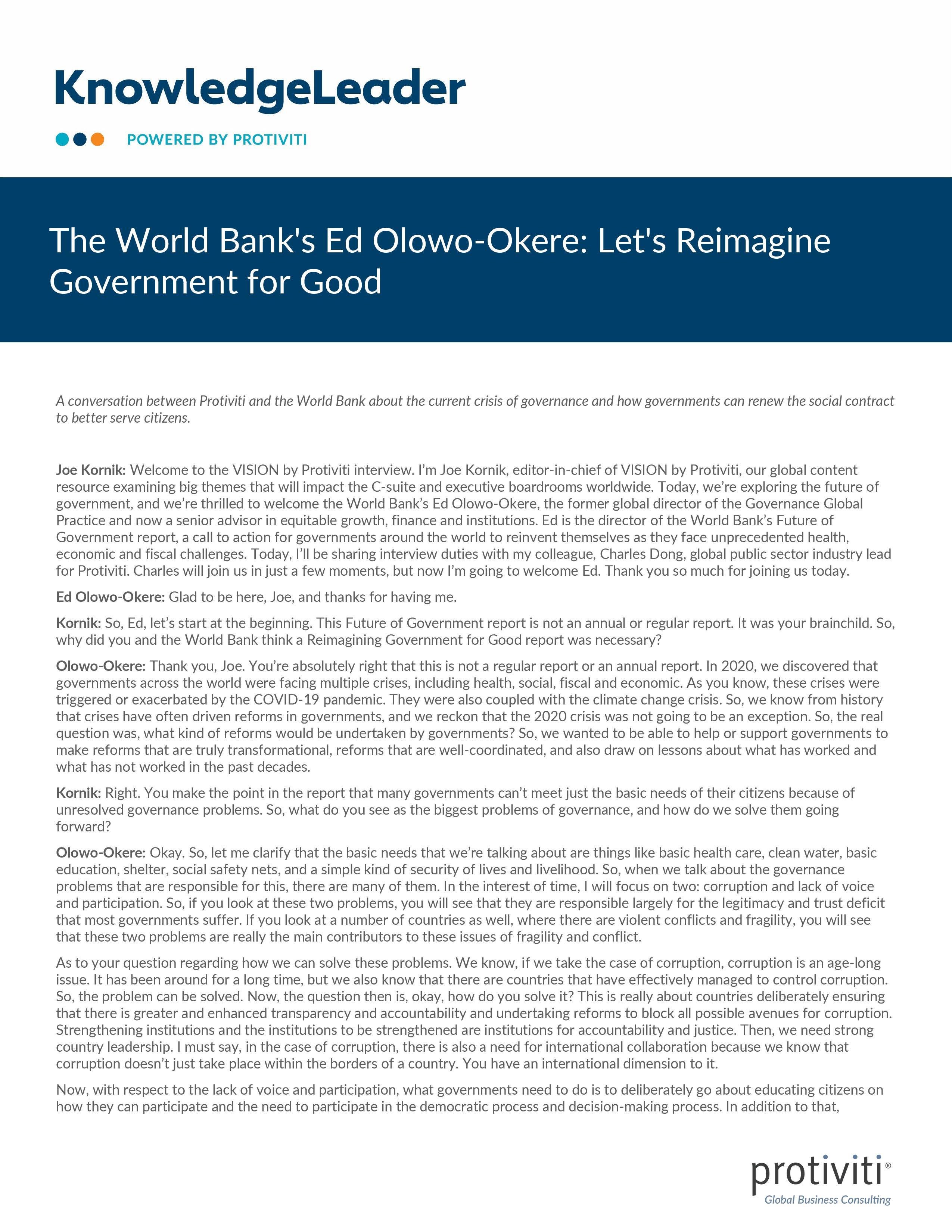 screenshot of the first page of The World Bank s Ed Olowo-Okere Let s Reimagine Government for Good