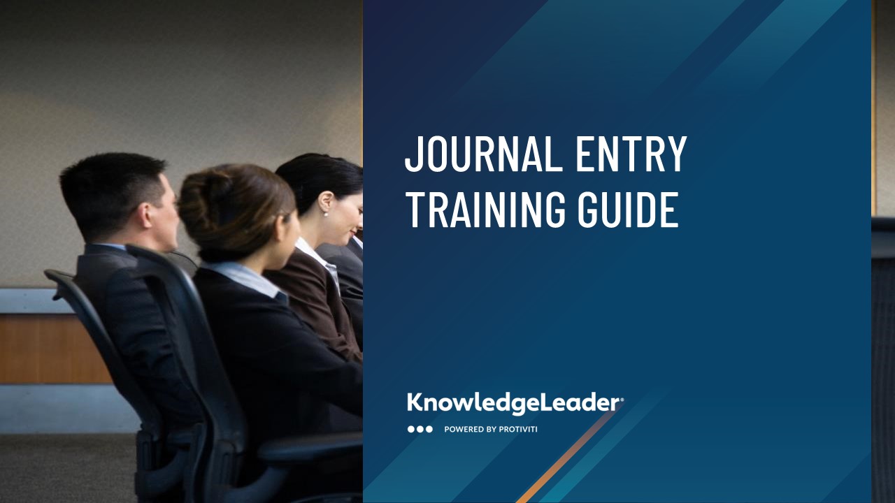 Screenshot of the first page of Journal Entry Training Guide