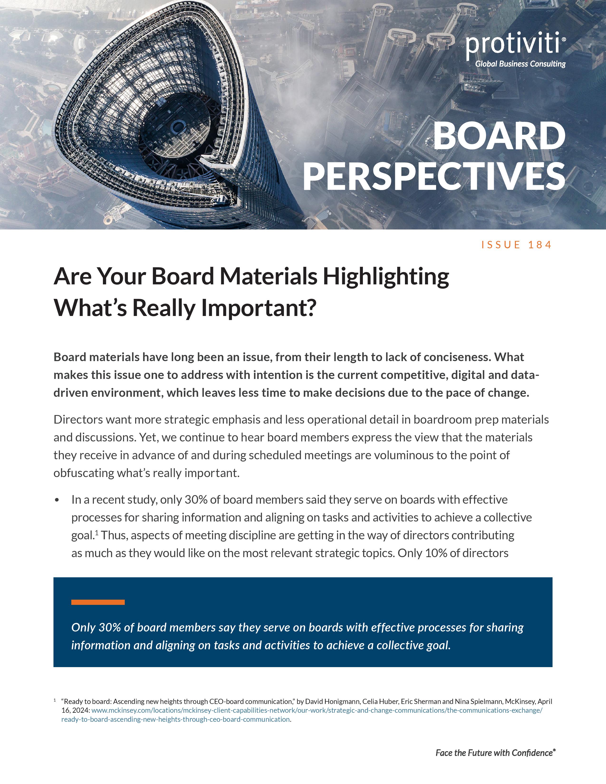screenshot of the first page of Are Your Board Materials Highlighting What’s Really Important?