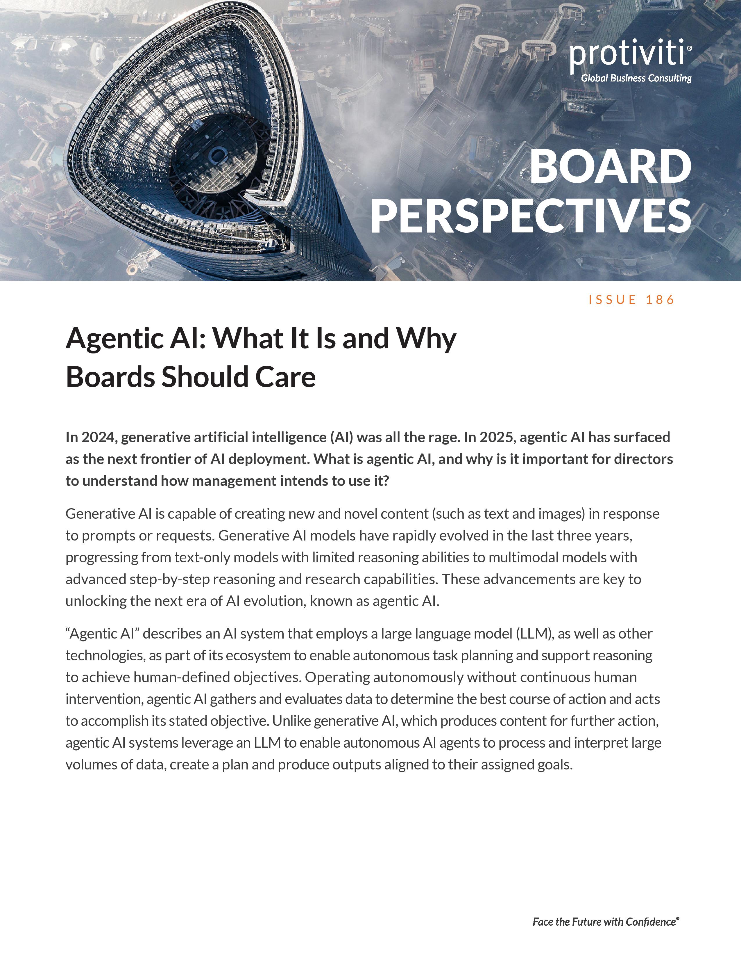screenshot of the first page of Agentic AI What It Is and Why Boards Should Care