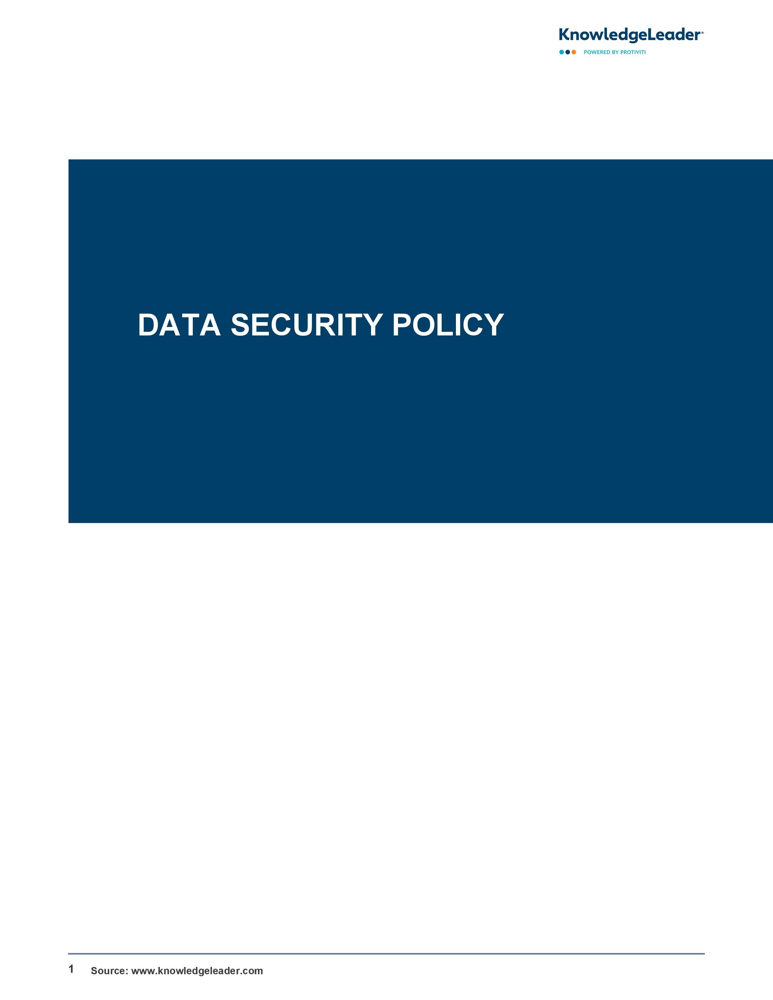 screenshot of the first page of Data Security Policy