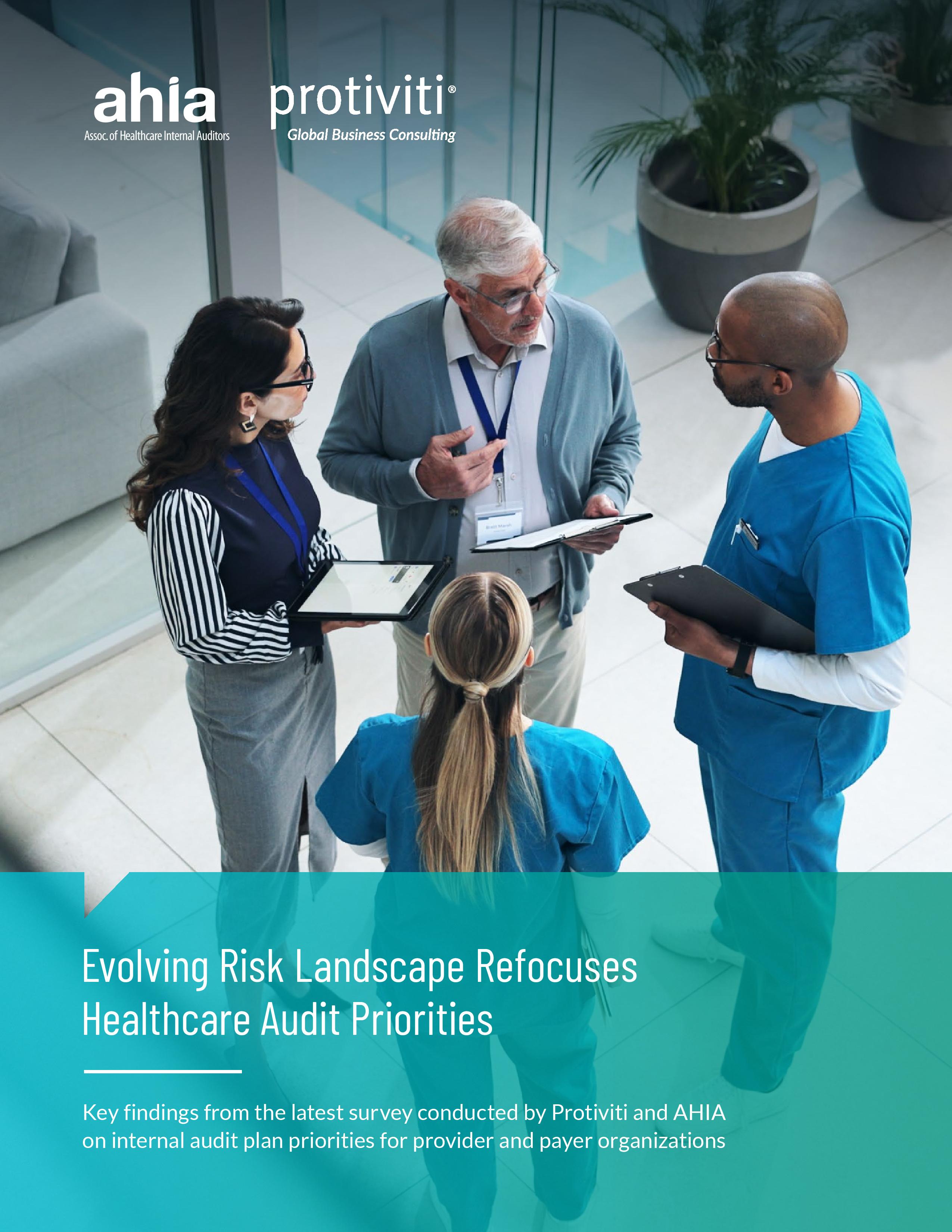 screenshot of the first page of 2025 Healthcare Internal Audit Plan Priorities Survey Report