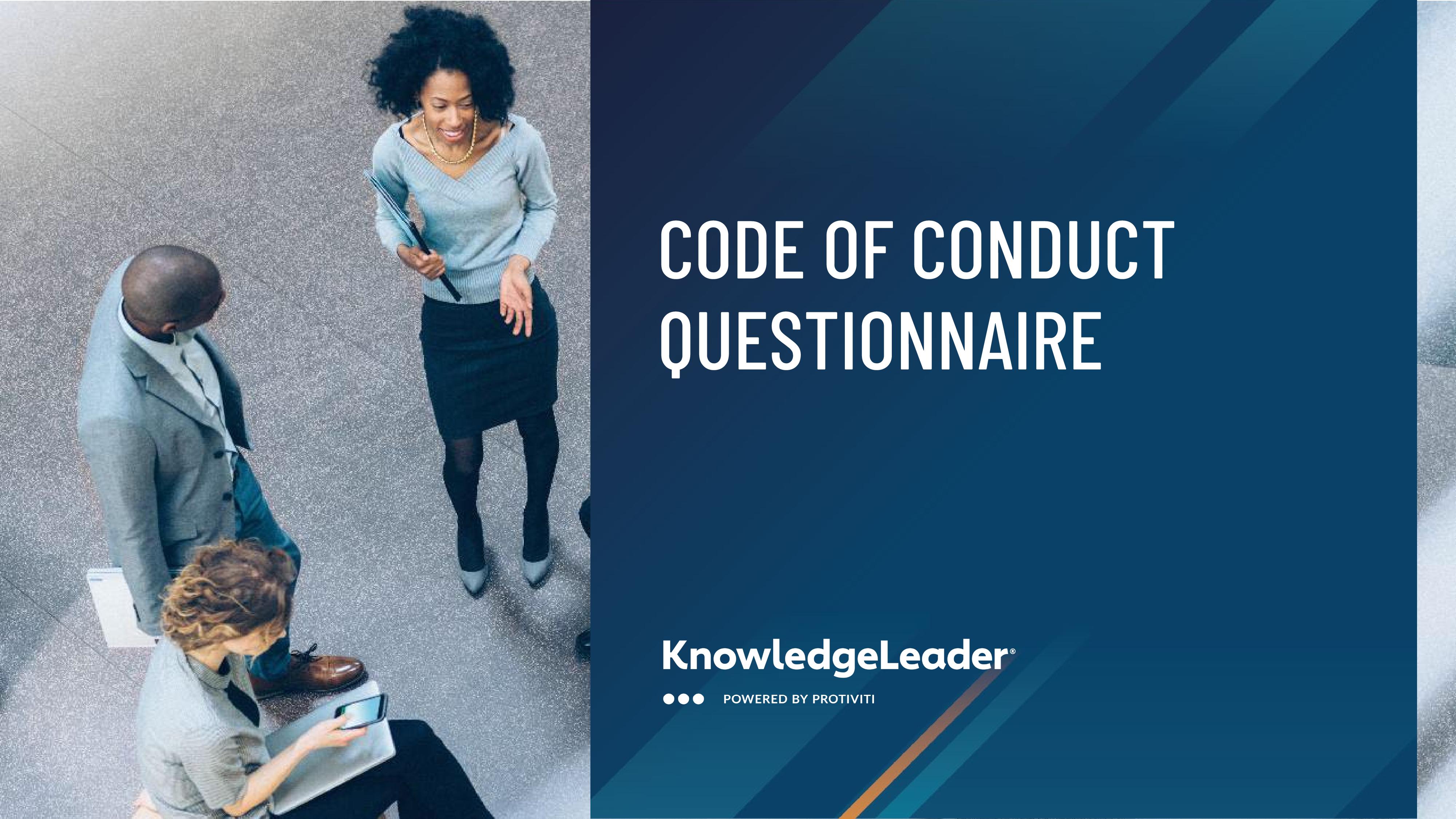 screenshot of the first page of Code of Conduct Questionnaire