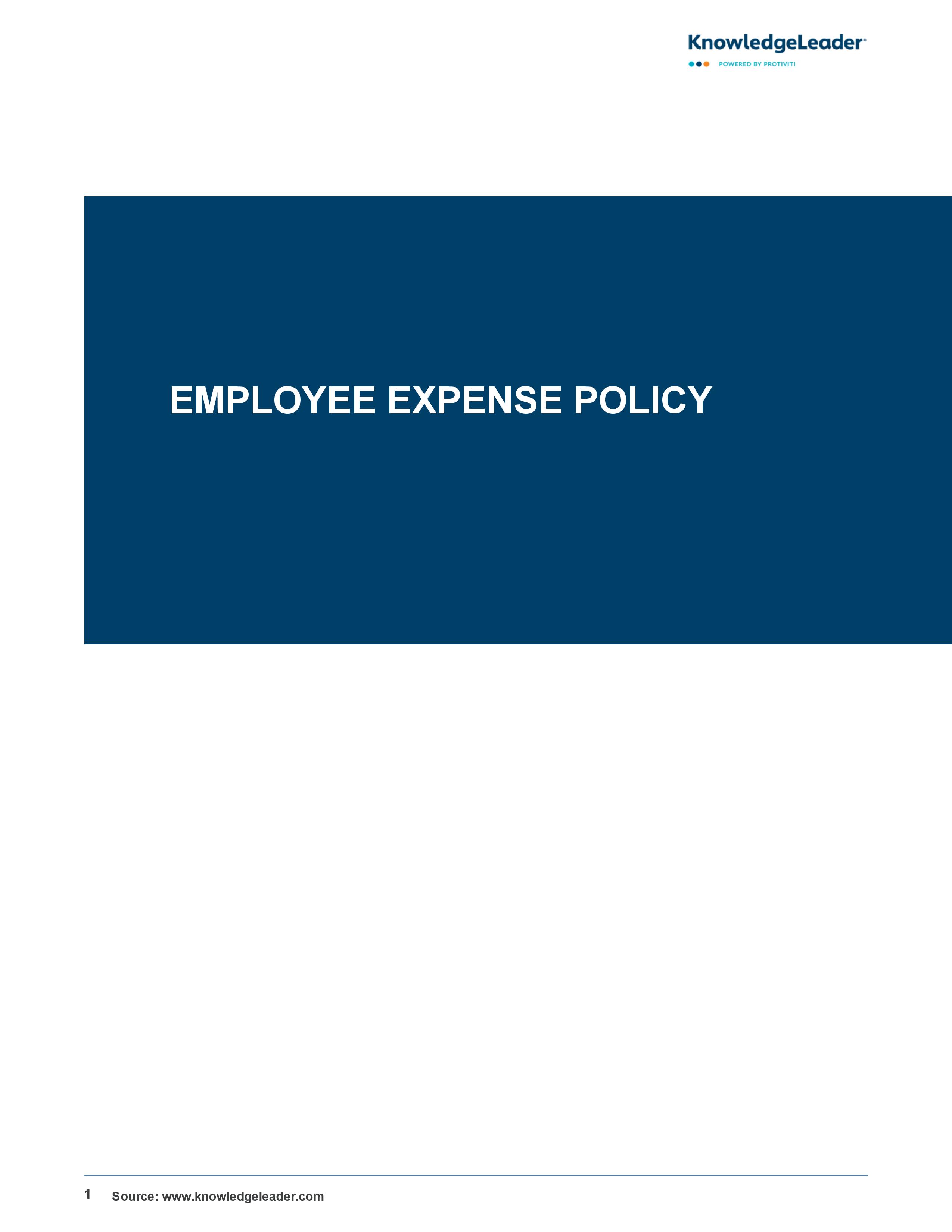 screenshot of the first page of Employee Expense Policy