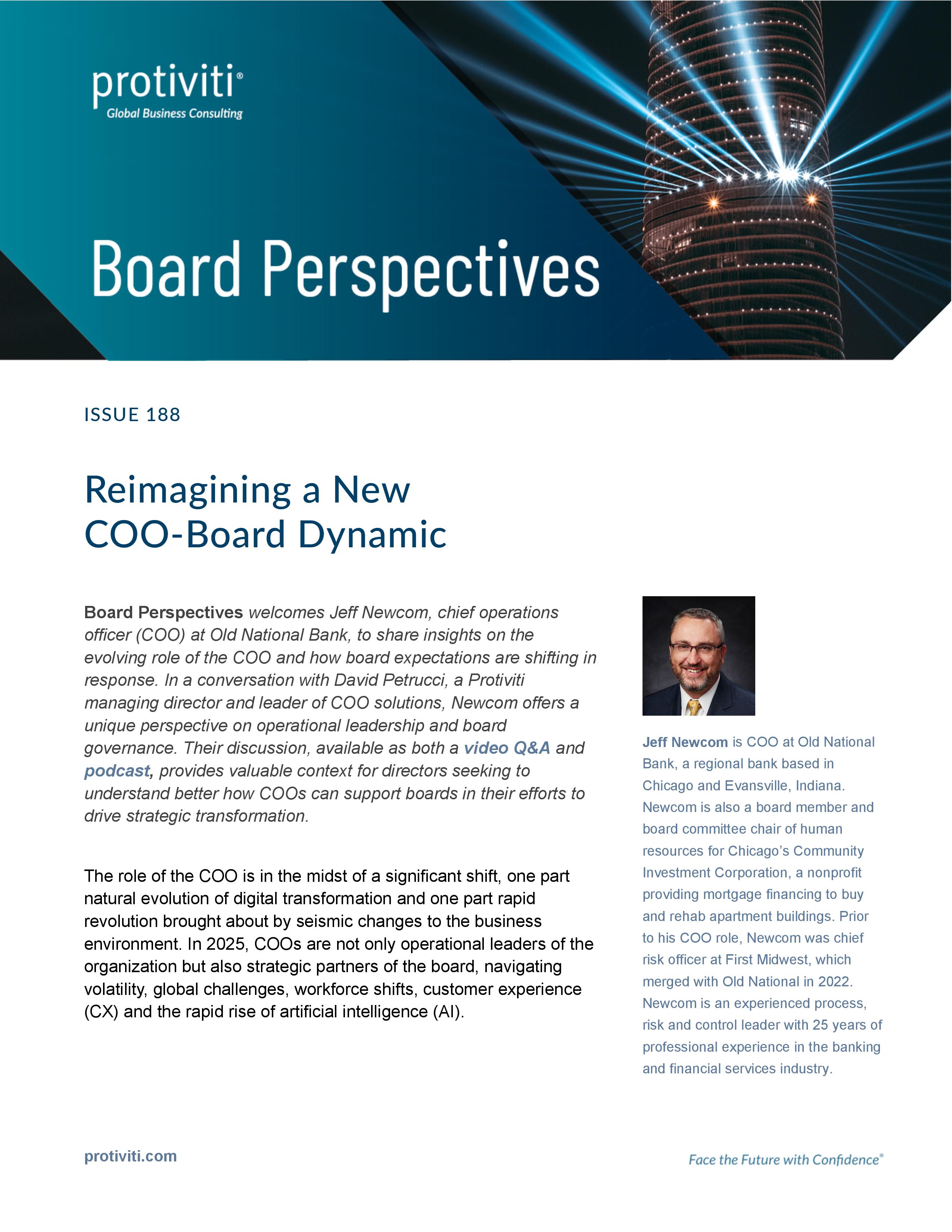 screenshot of the first page of Reimagining a New COO-Board Dynamic