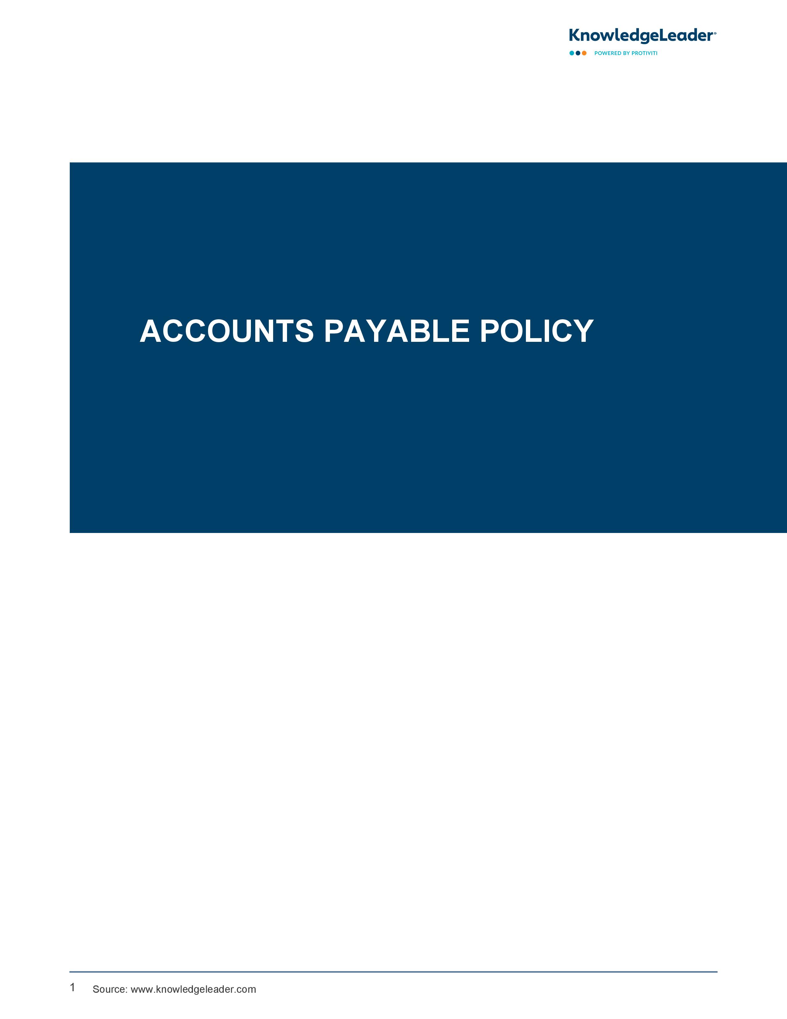 screenshot of the first page of Accounts Payable Policy