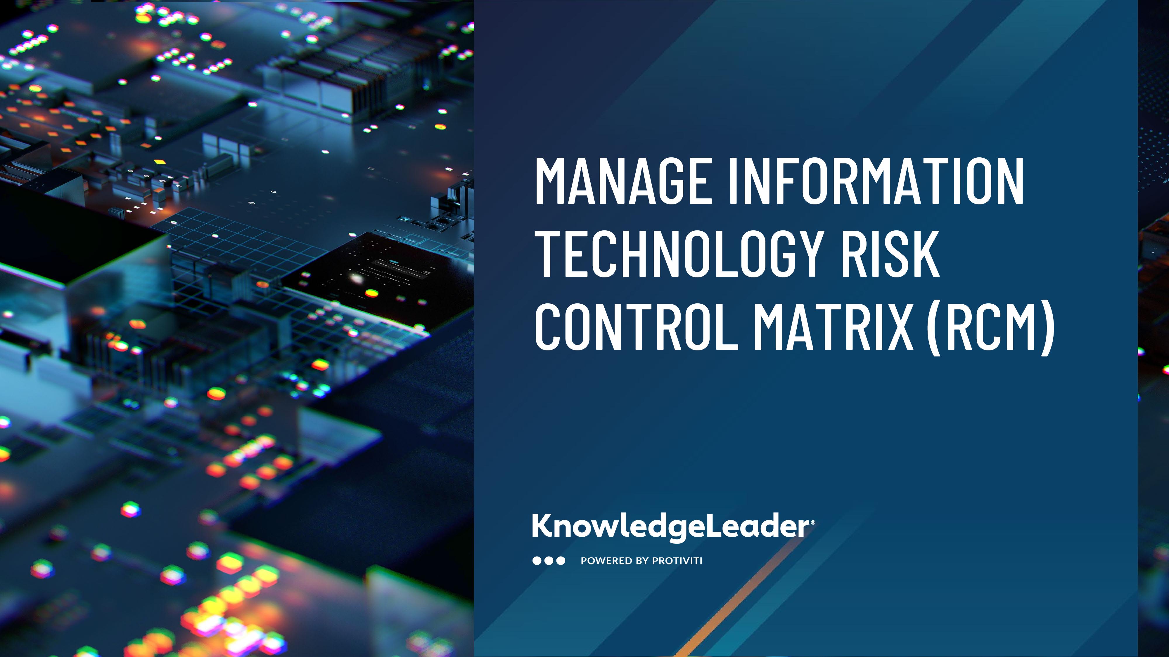screenshot of the first page of Manage Information Technology Risk Control Matrix (RCM)