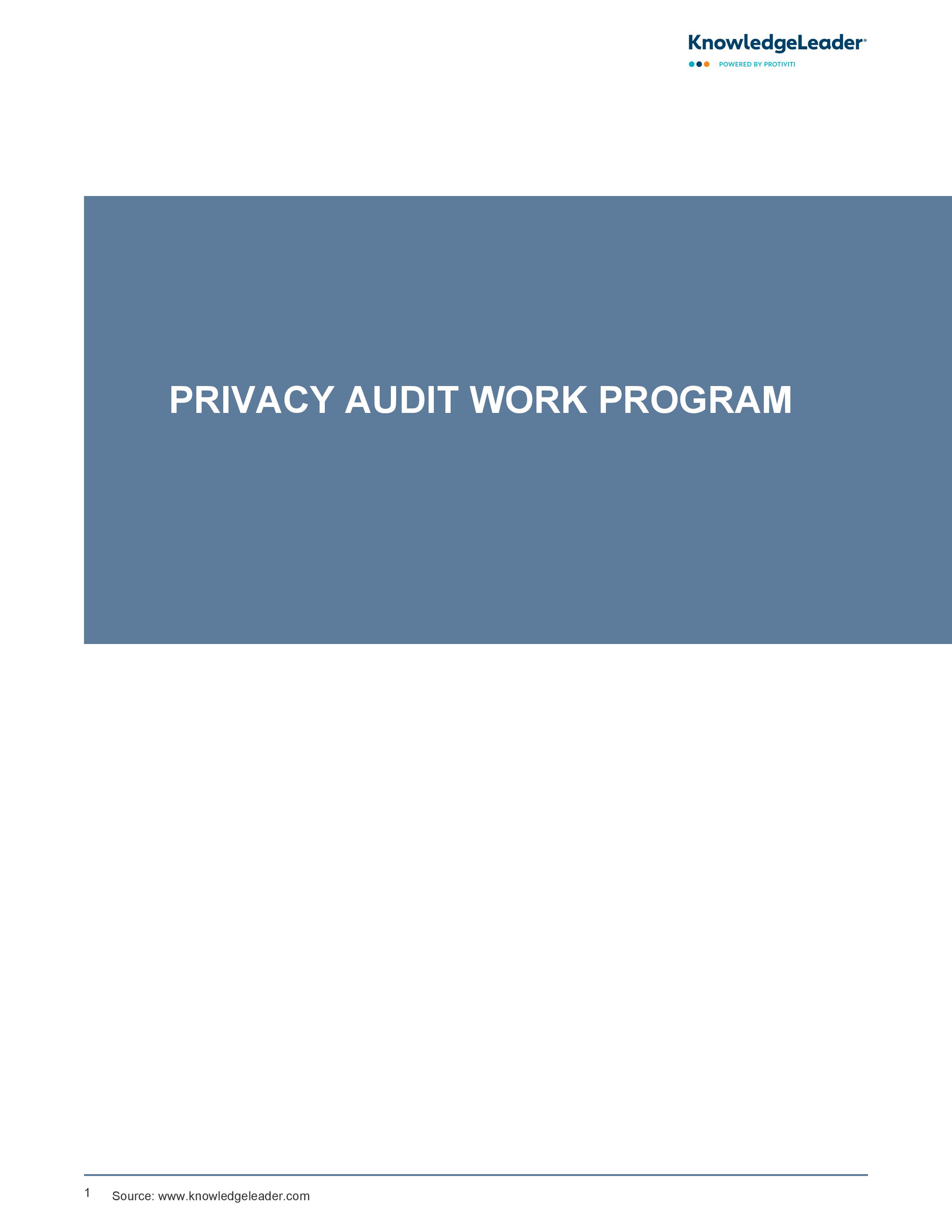 screenshot of the first page of Privacy Audit Work Program