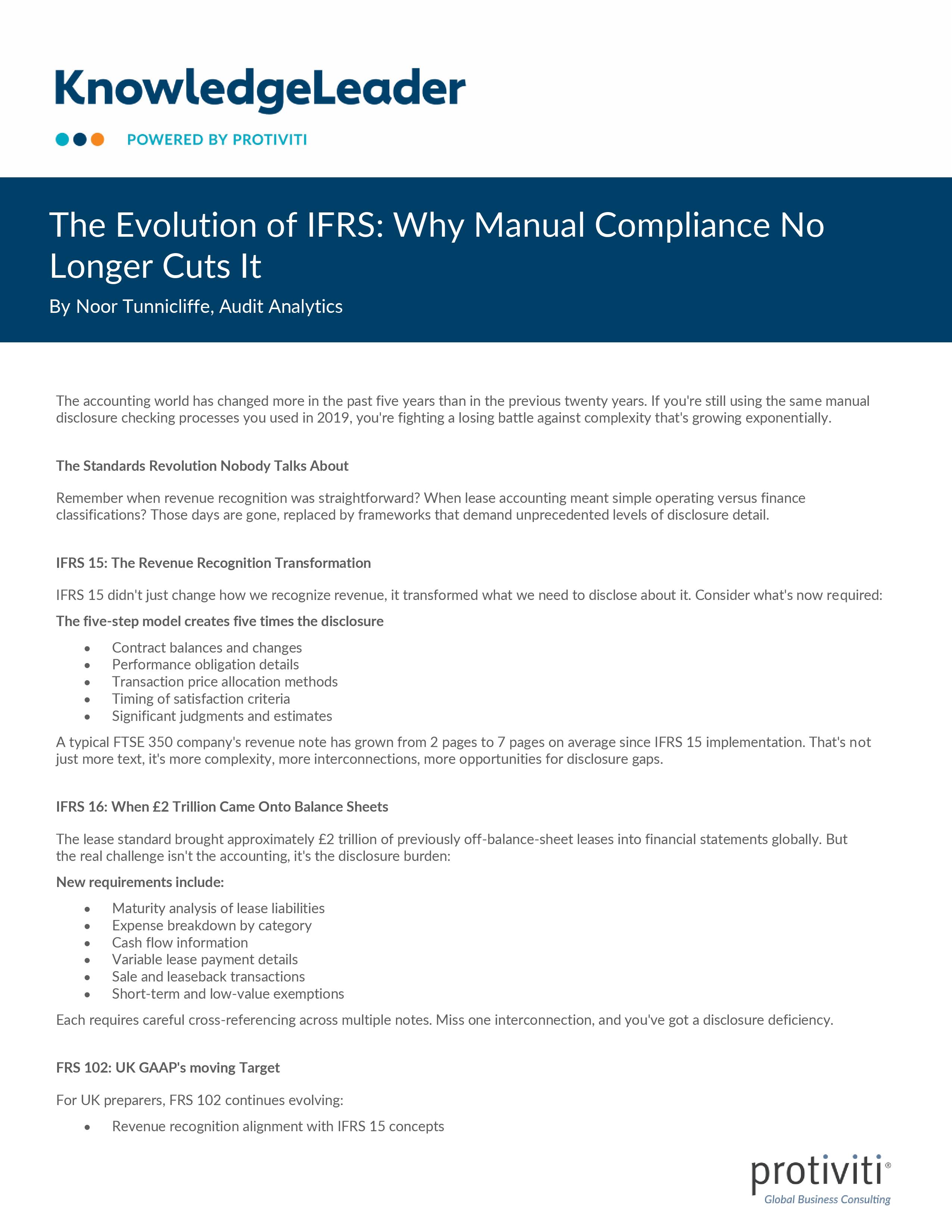 screenshot of the first page of The Evolution of IFRS: Why Manual Compliance No Longer Cuts It