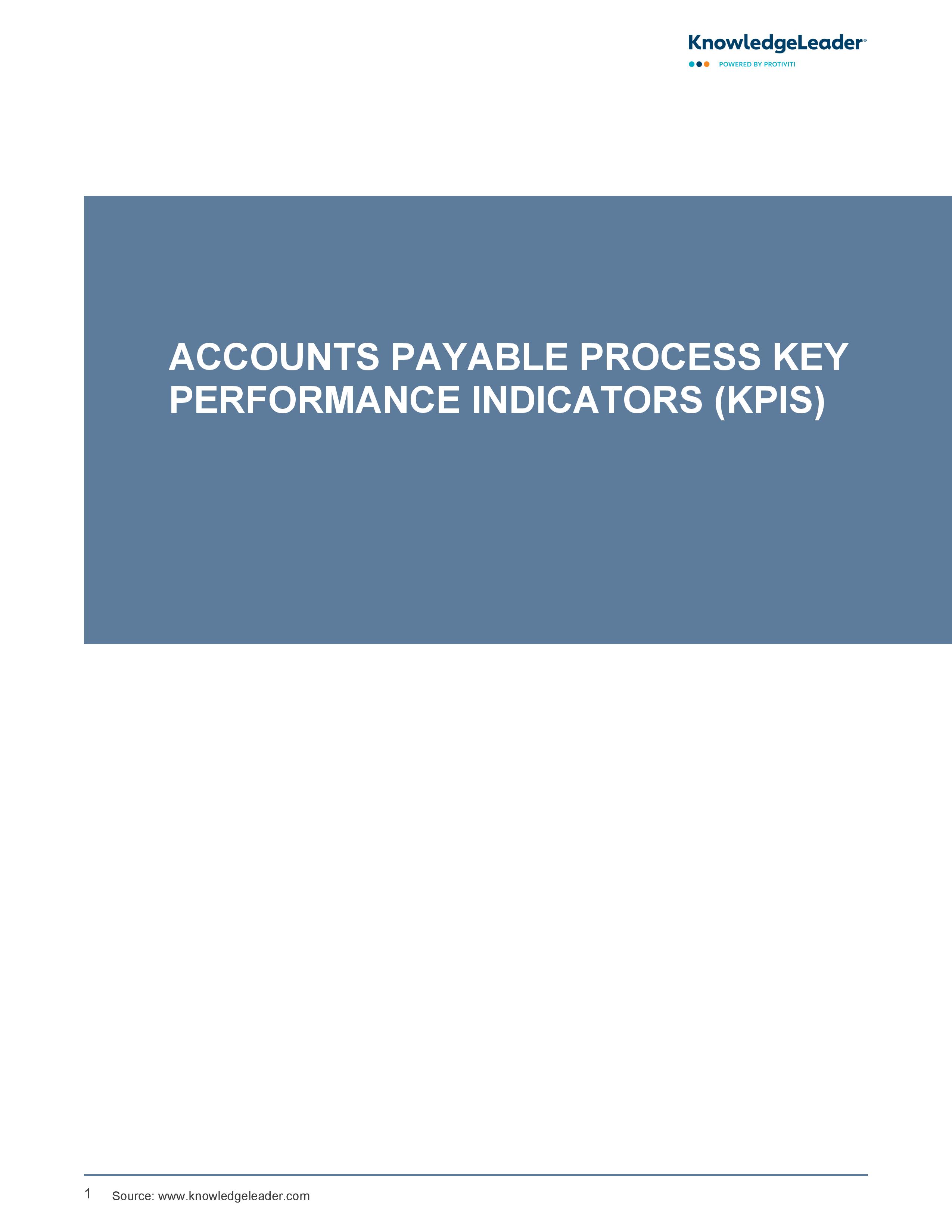 screenshot of the first page of Accounts Payable Process Key Performance Indicators (KPIs)