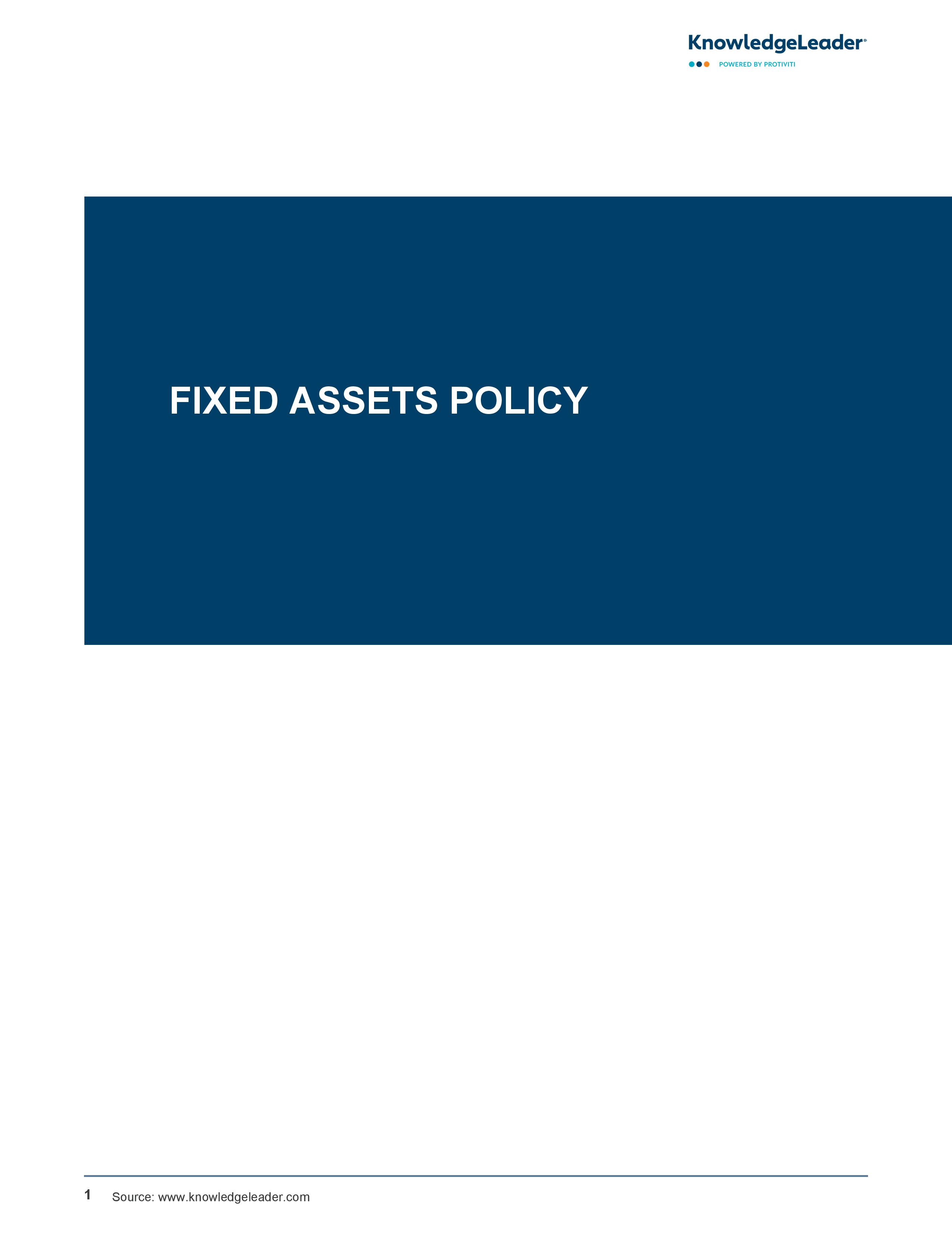screenshot of the first page of Fixed Assets Policy
