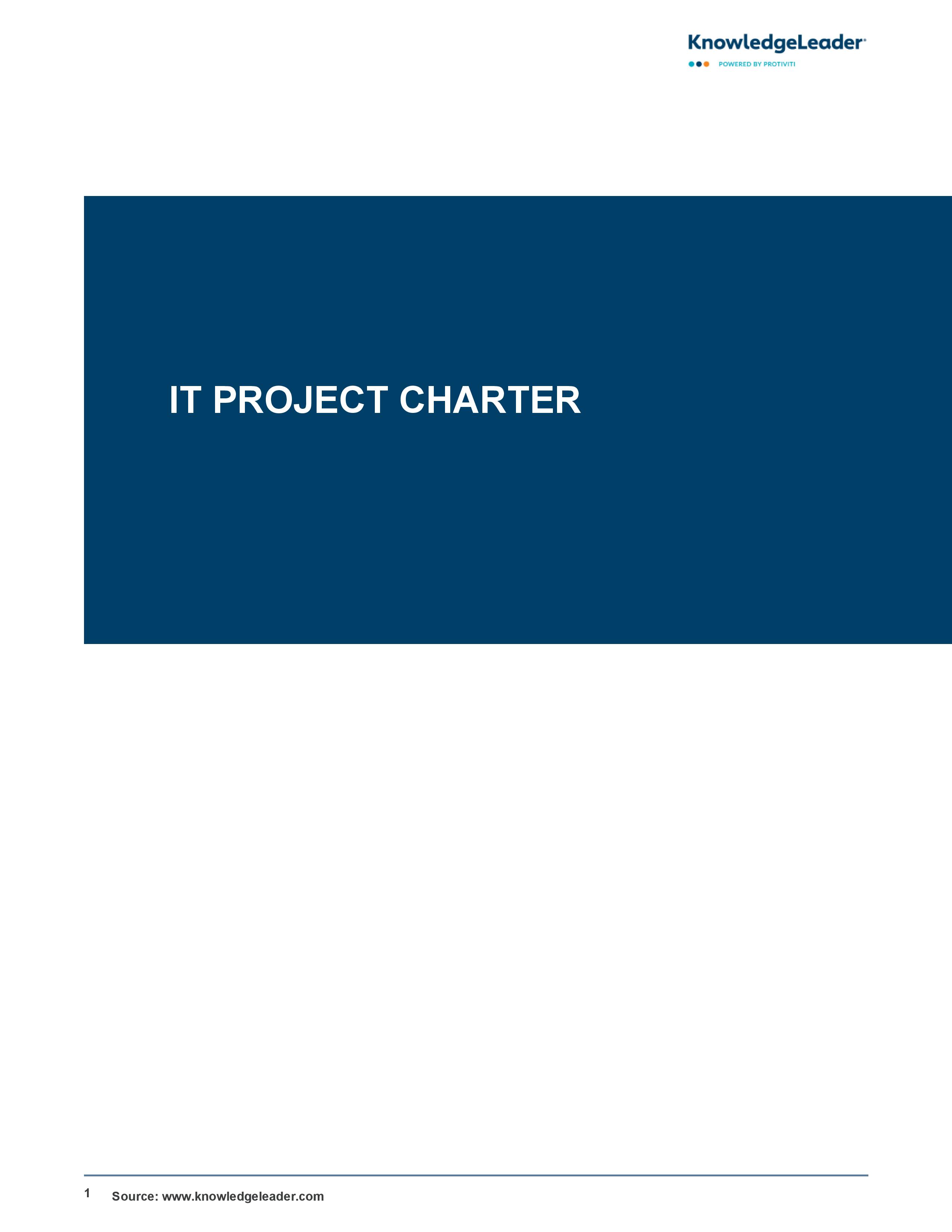 screenshot of the first page of IT Project Charter