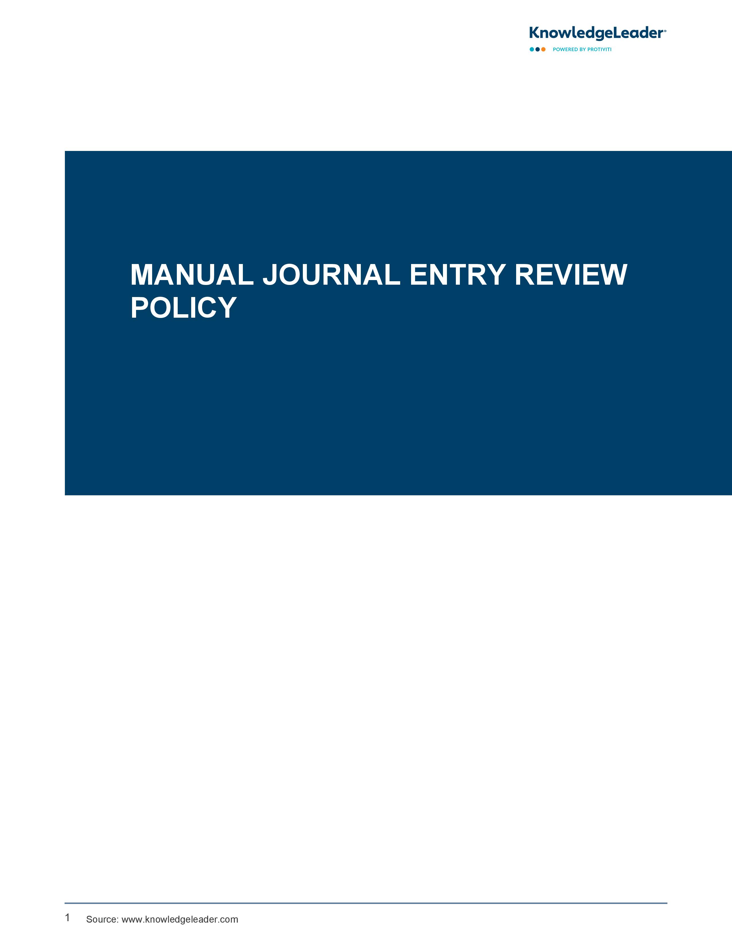 screenshot of the first page of Manual Journal Entry Review Policy