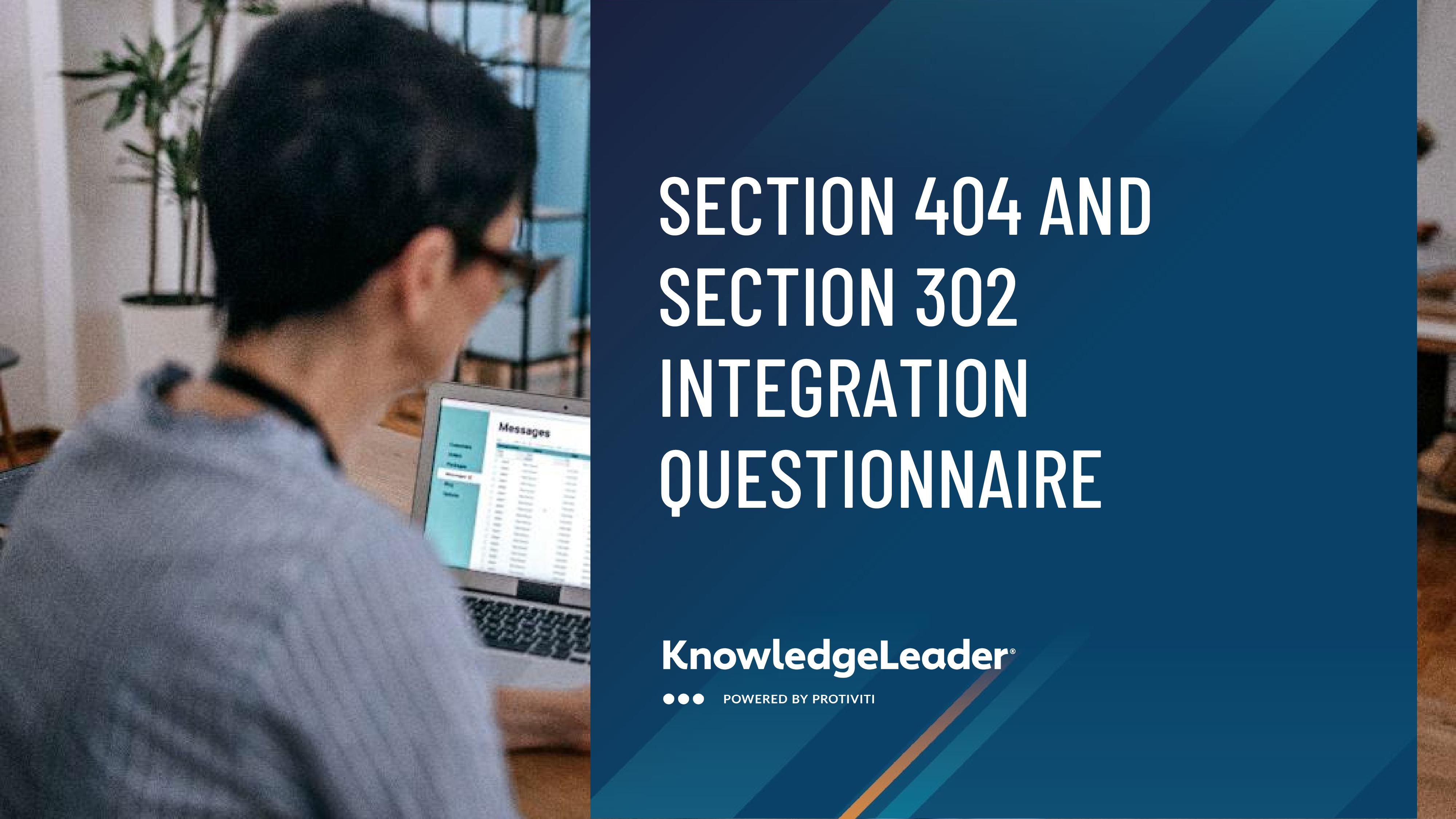 screenshot of the first page of Section 404 and Section 302 Integration Questionnaire