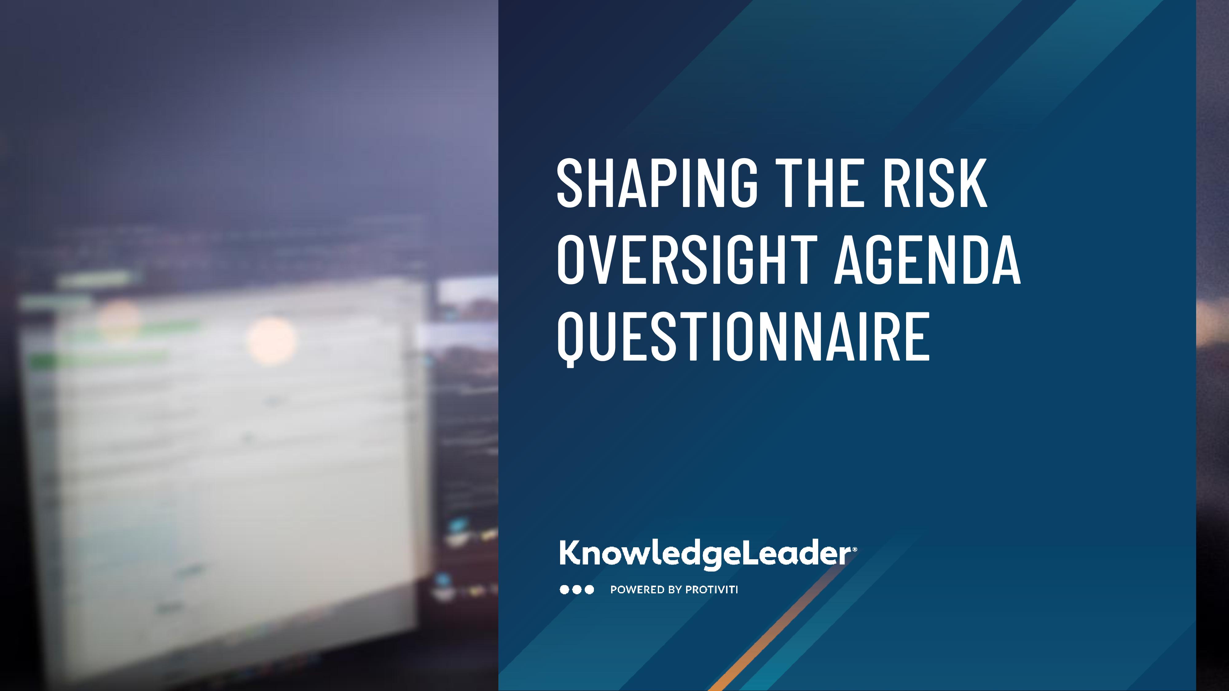 screenshot of the first page of Shaping the Risk Oversight Agenda Questionnaire