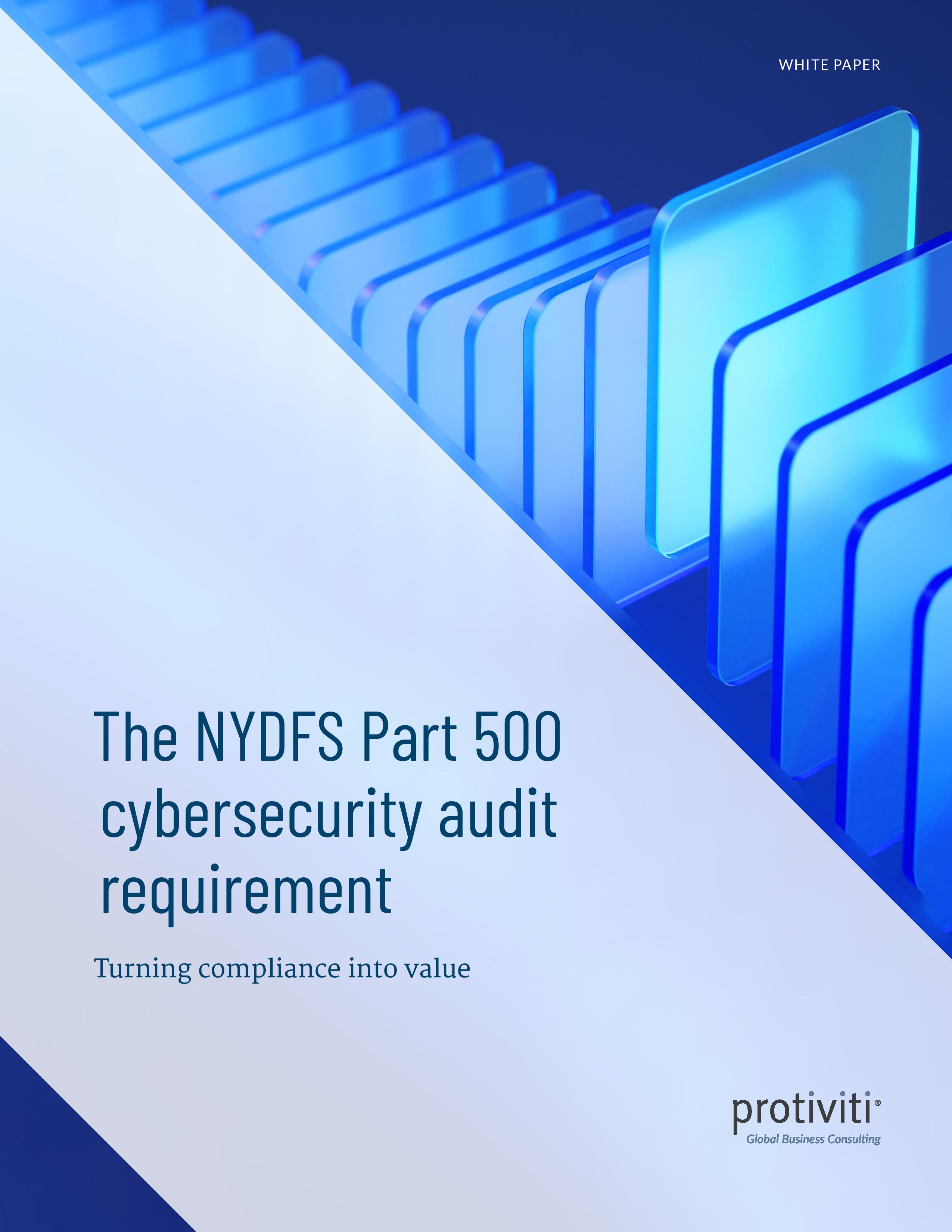 screenshot of the first page of The NYDFS Part 500 Cybersecurity Audit Requirement