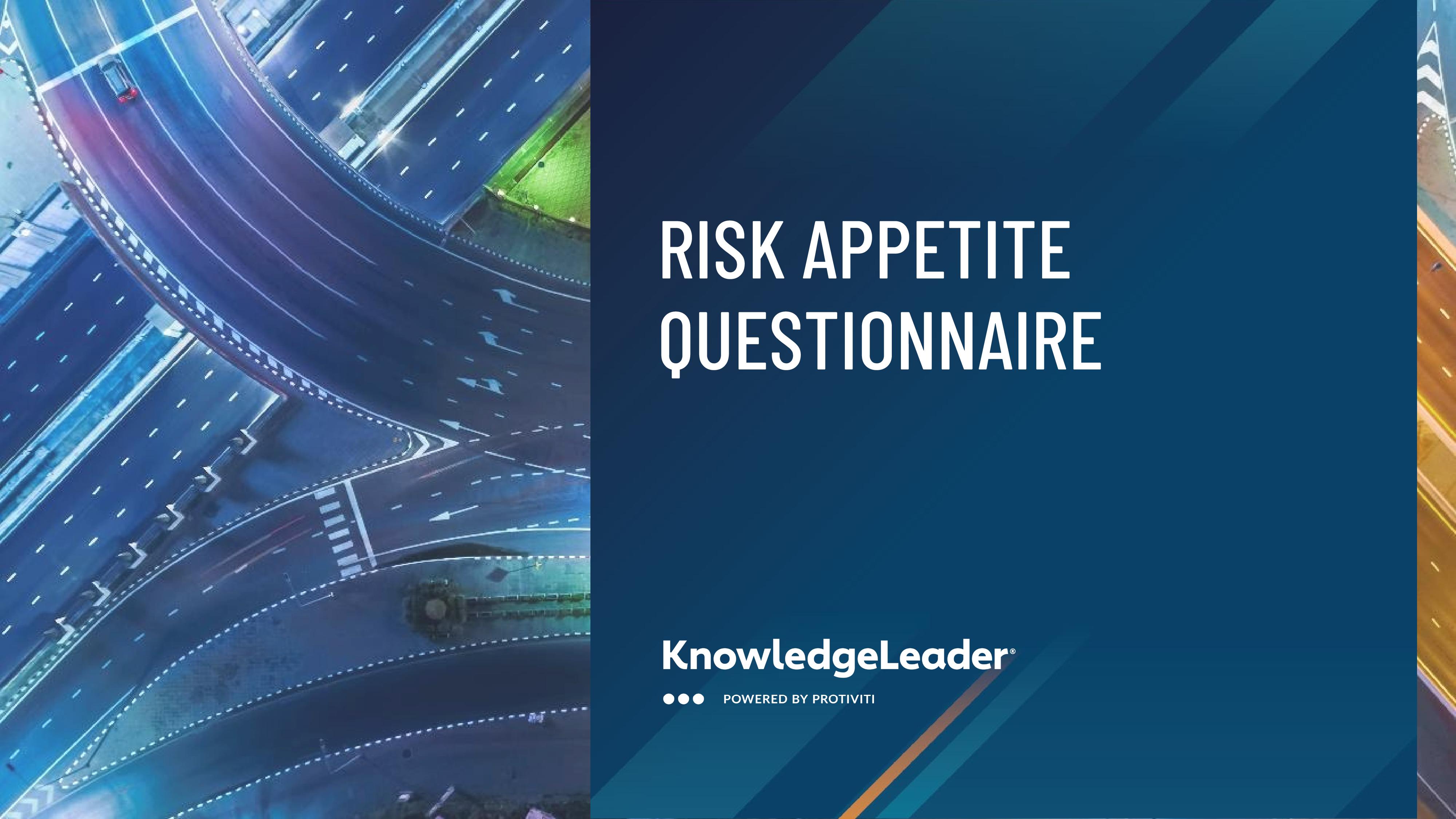 screenshot of the first page of Risk Appetite Questionnaire