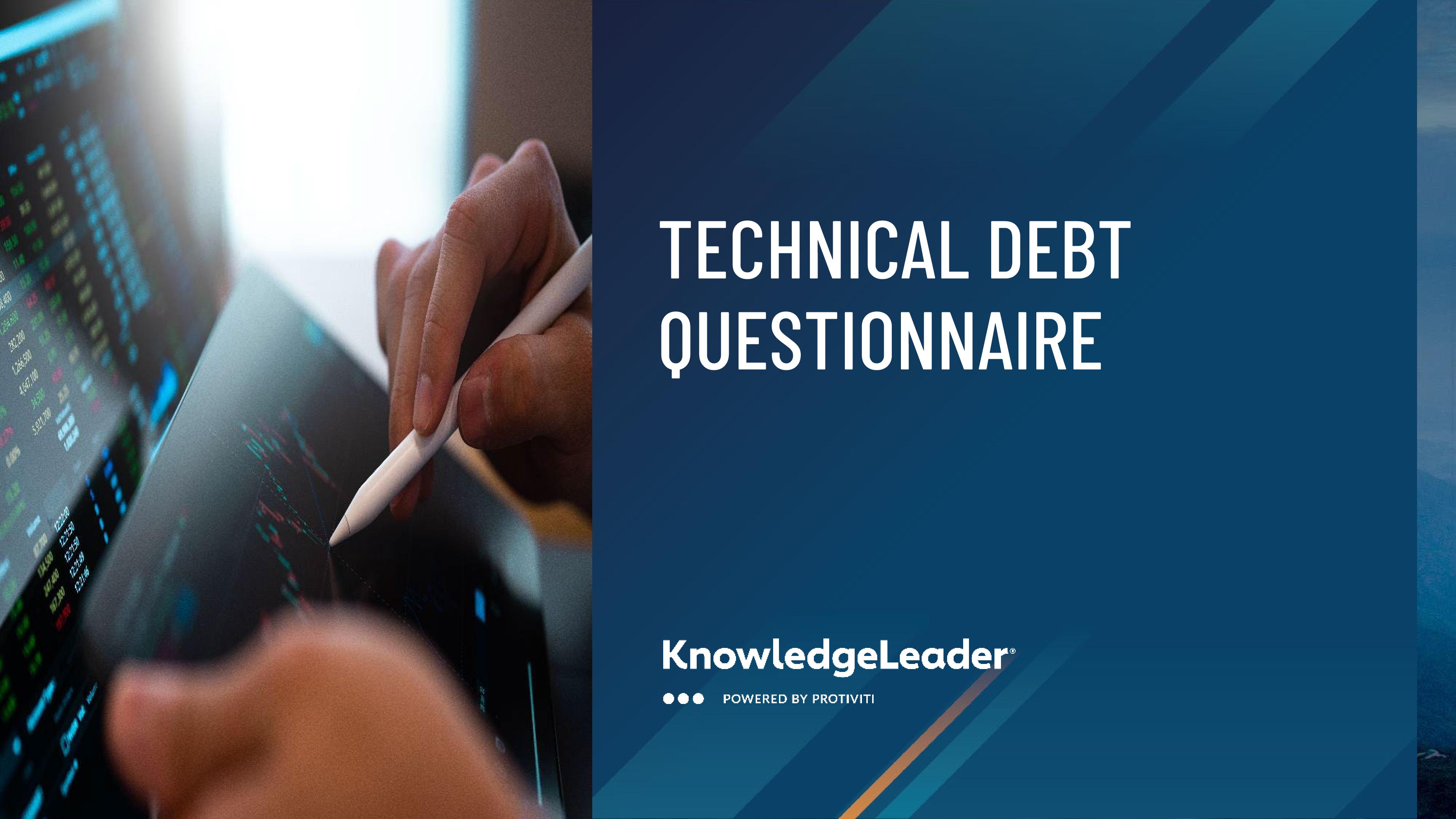 screenshot of the first page of Technical Debt Questionnaire