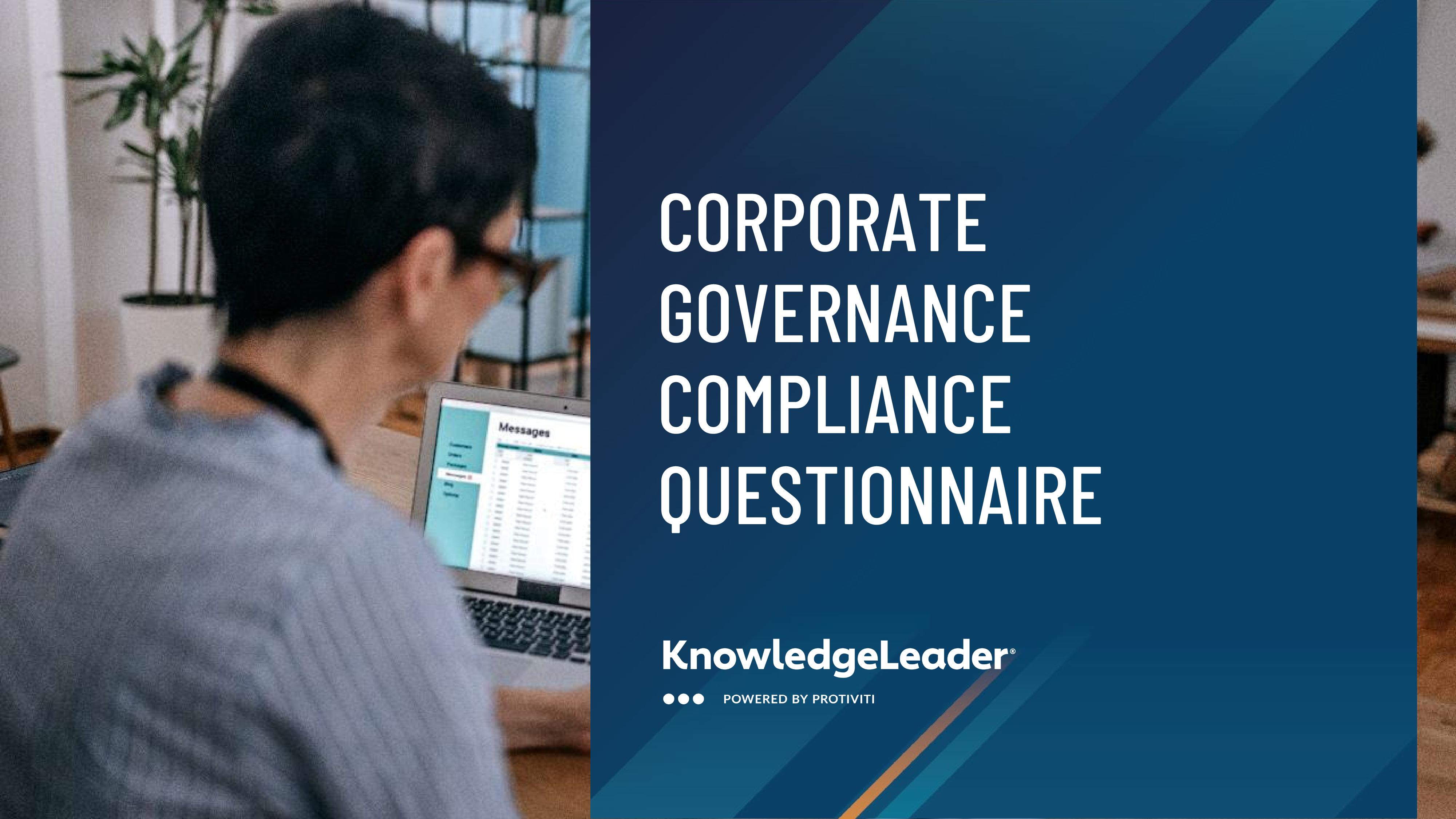 screenshot of the first page of Corporate Governance Compliance Questionnaire