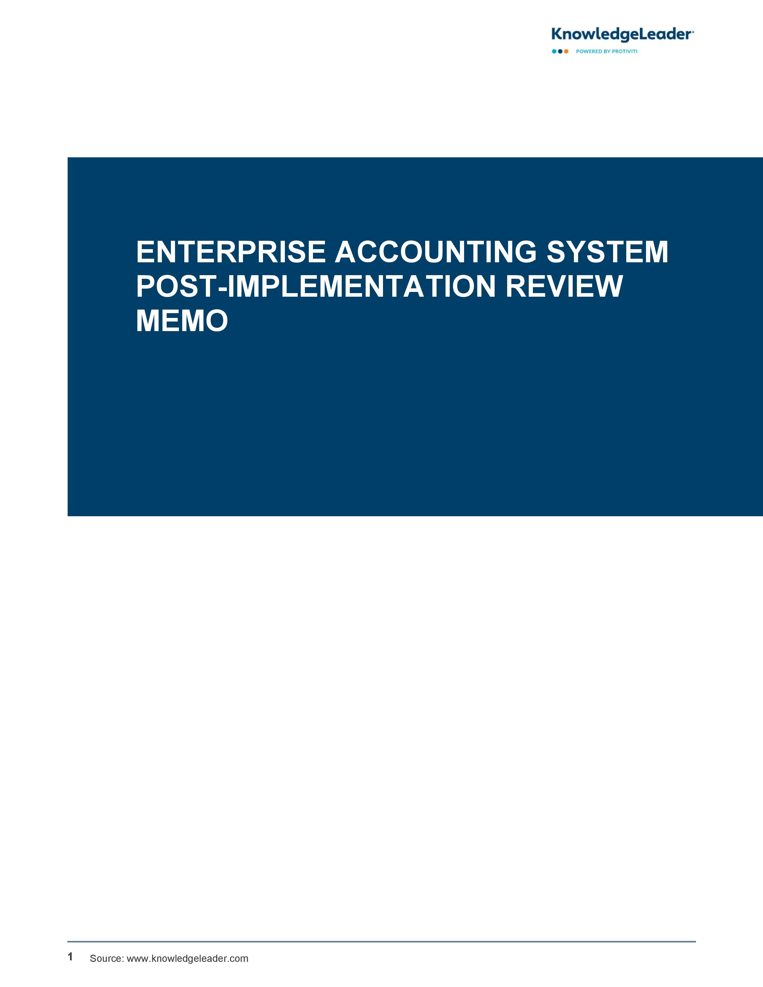 Enterprise Accounting System Post-Implementation Review Memo