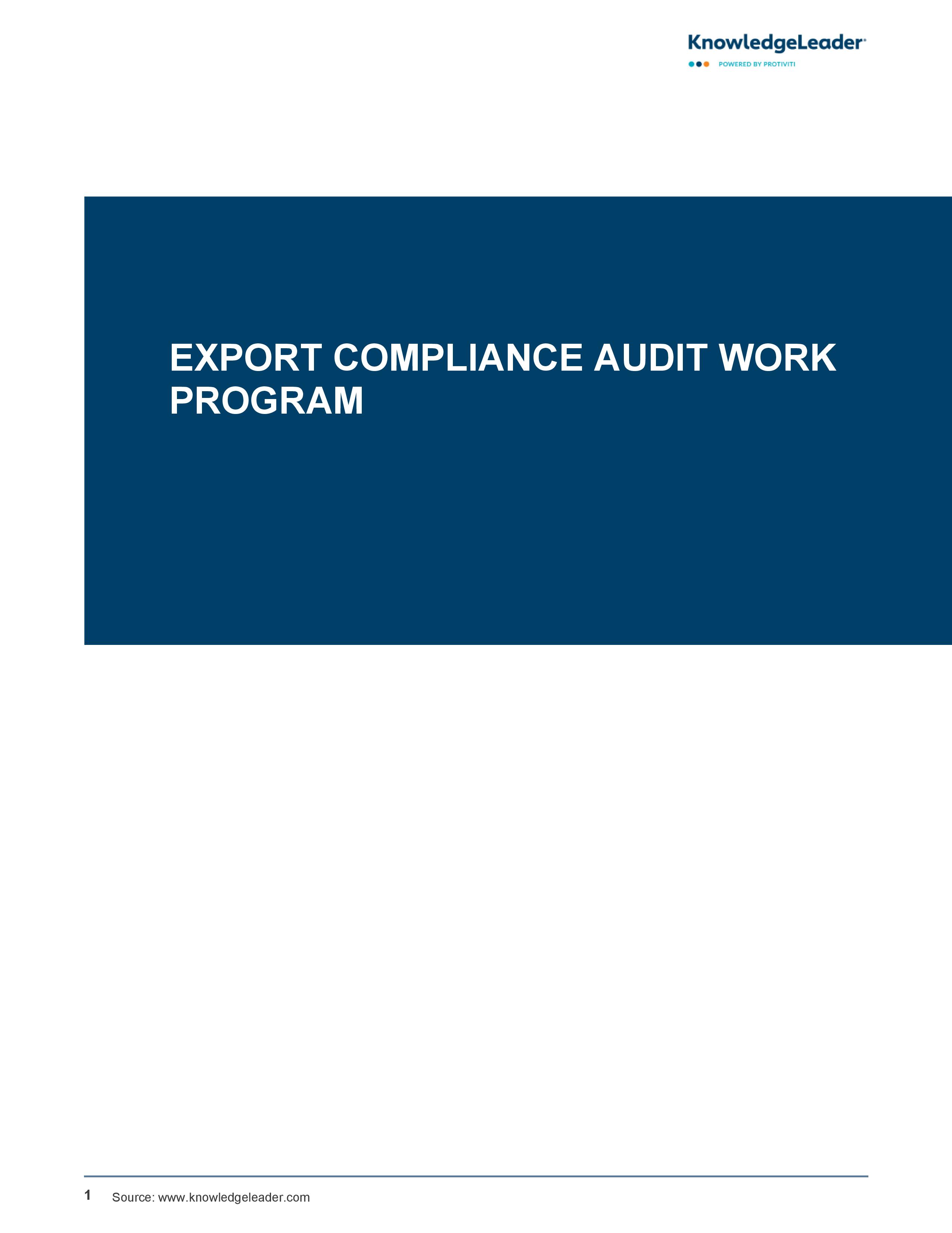 Export Compliance Audit Work Program
