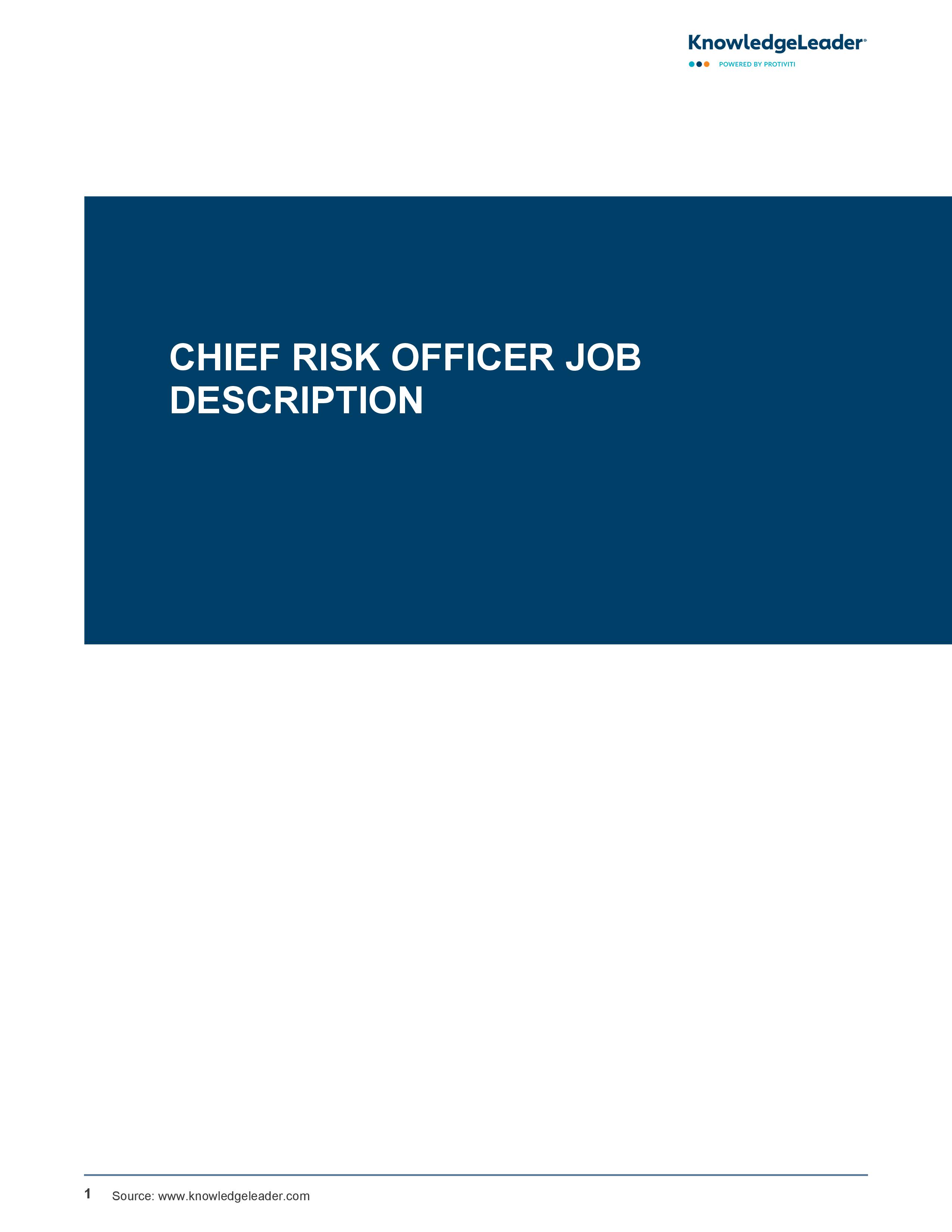 Chief Risk Officer Job Description