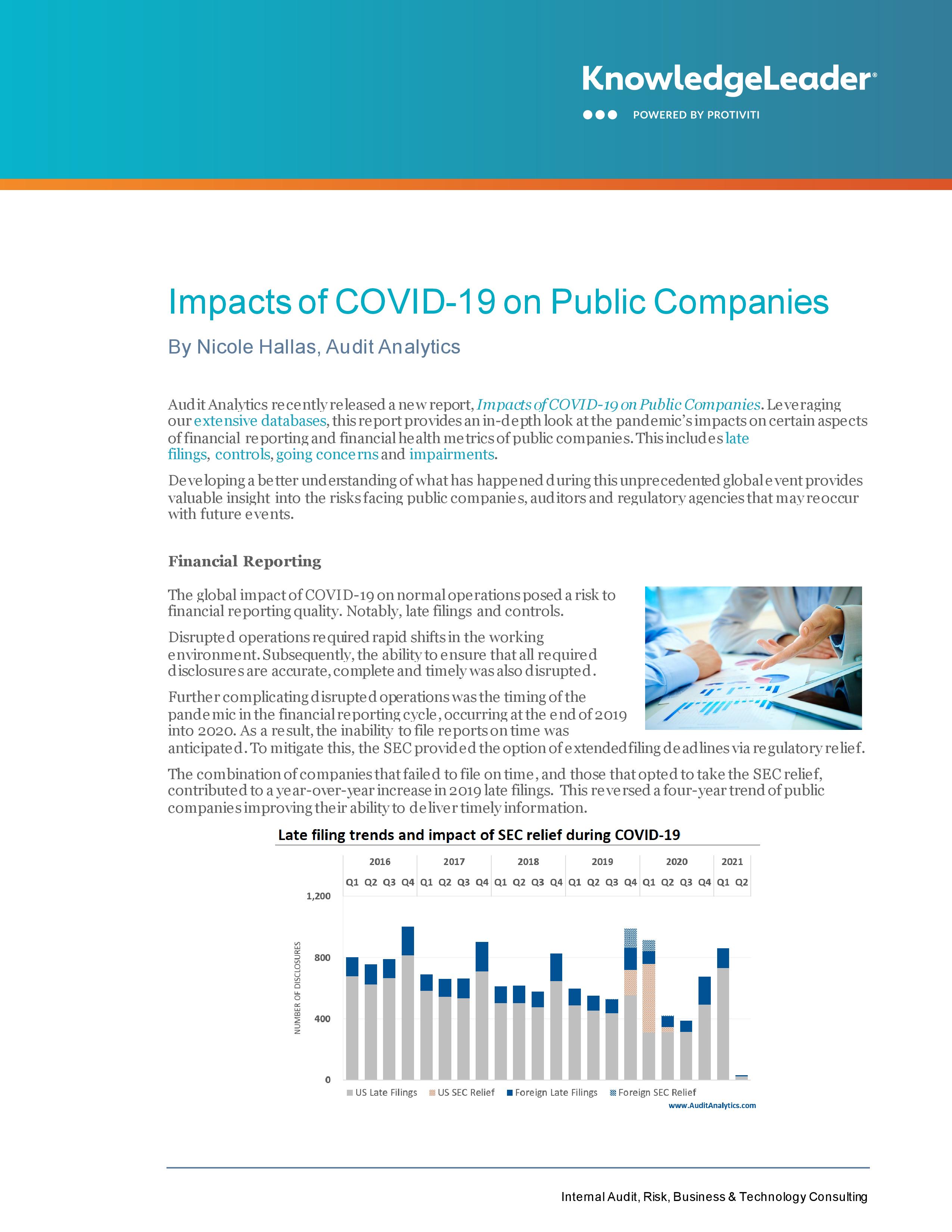 screenshot of the first page of Impacts of COVID-19 on Public Companies