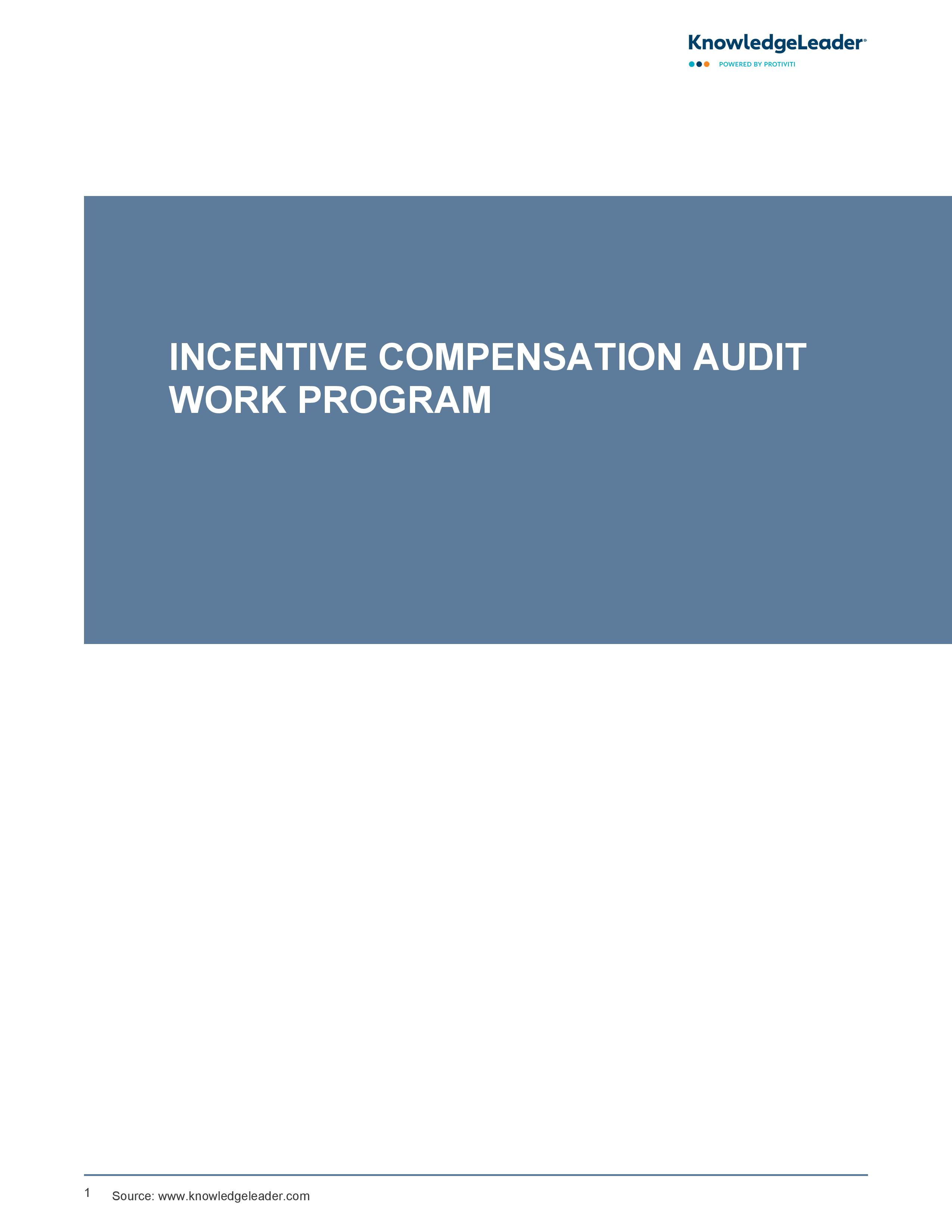 Incentive Compensation Audit Work Program