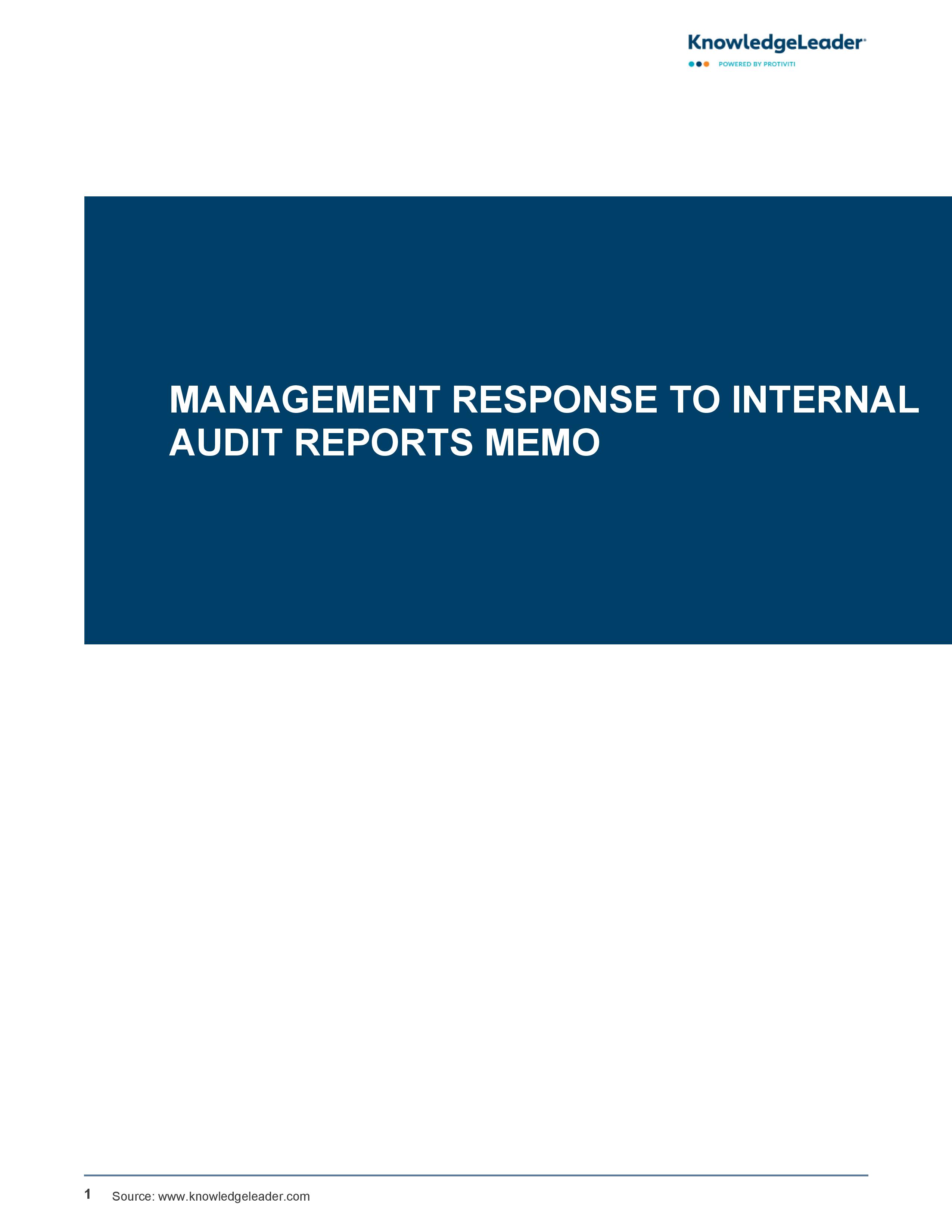 Management Response to Internal Audit Reports Memo
