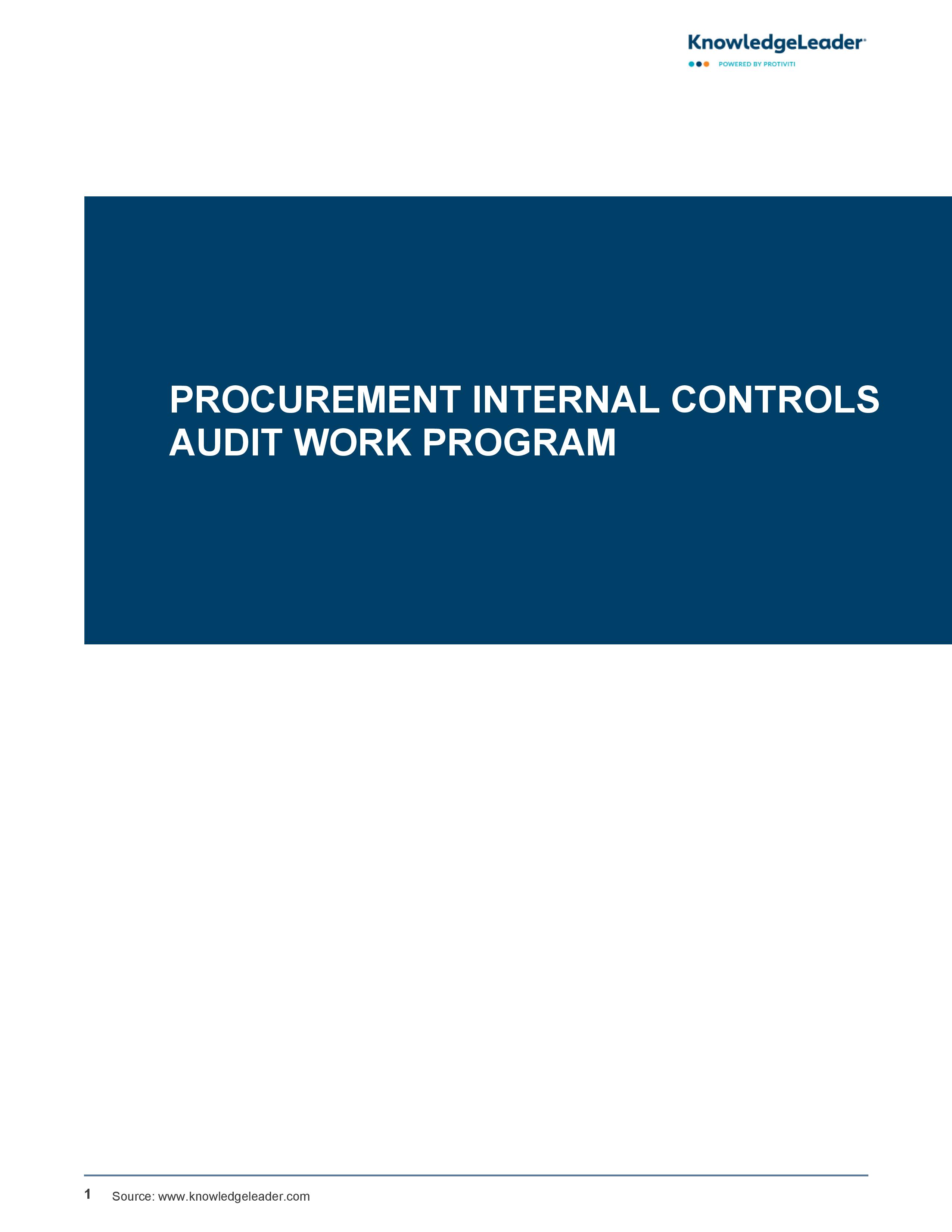 Procurement Internal Controls Audit Work Program