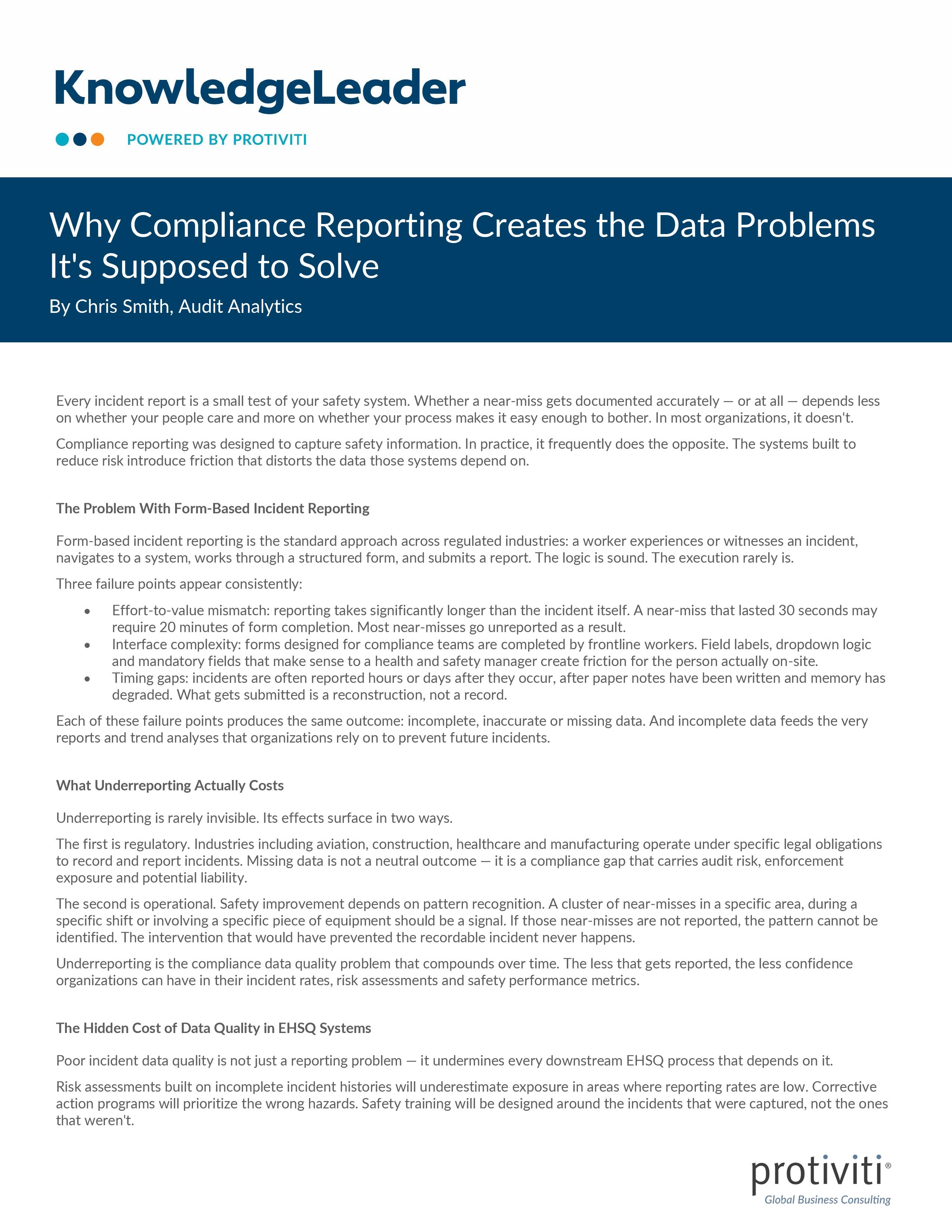 Why Compliance Reporting Creates the Data Problems Its Supposed to Solve