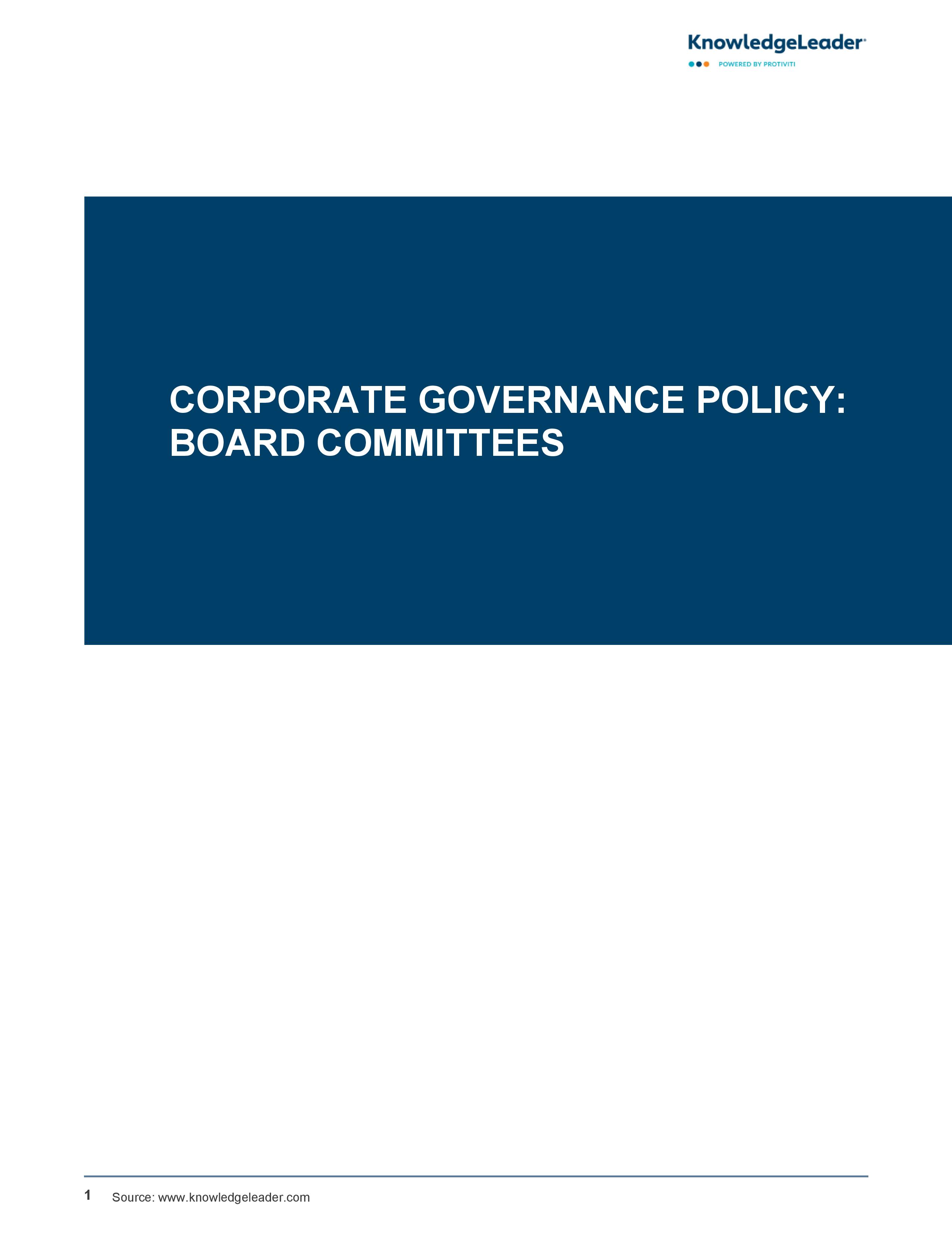 Corporate Governance Policy: Board Committees