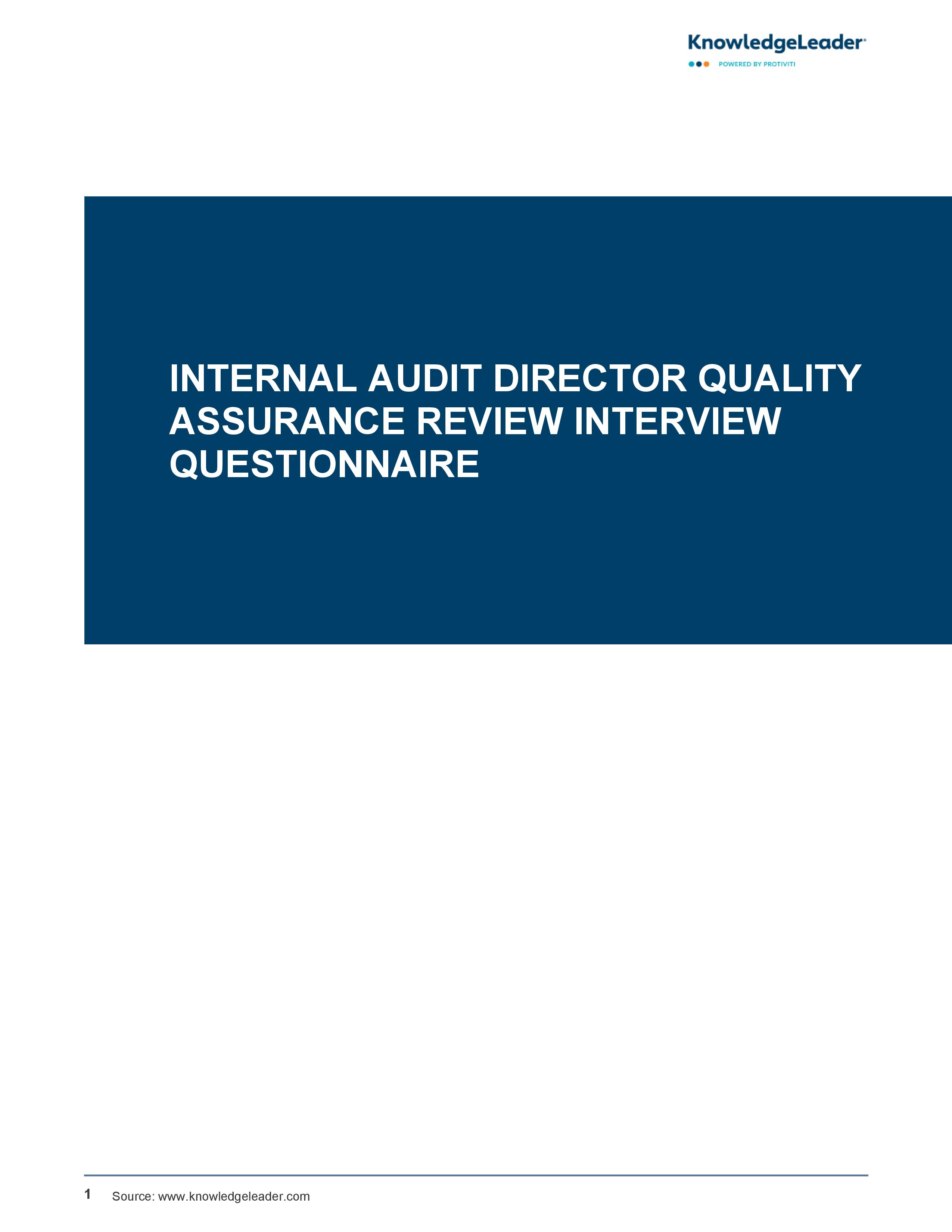  Internal Audit Director Quality Assurance Review Interview Questionnaire