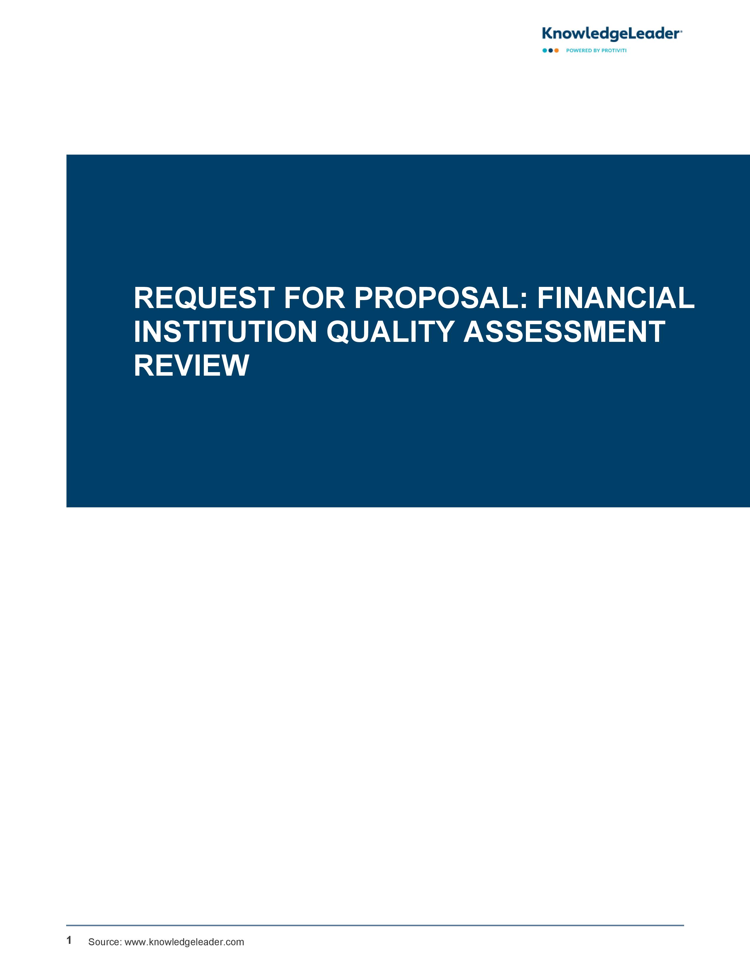 Request for Proposal: Financial Institution Quality Assessment Review