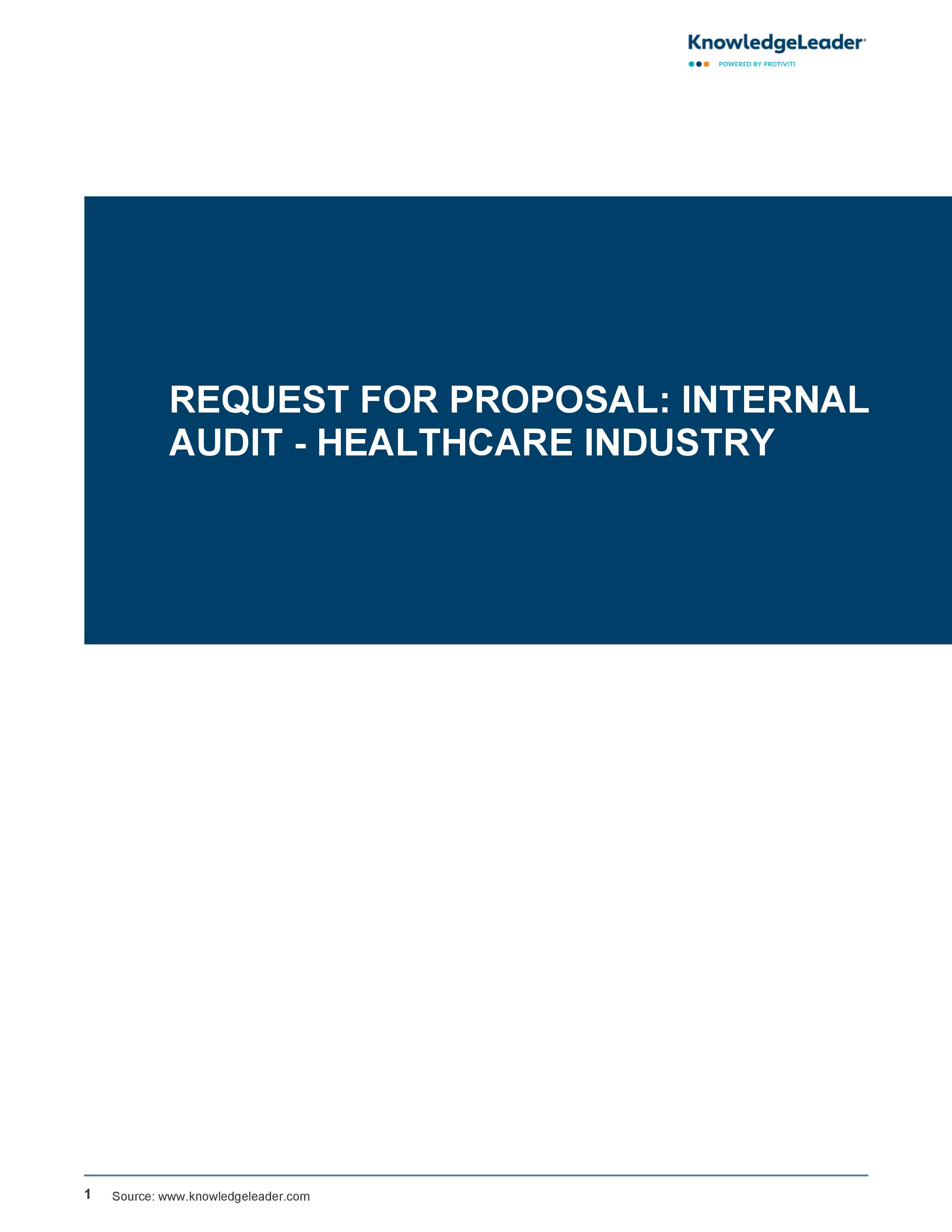 Request for Proposal: Internal Audit - Healthcare Industry
