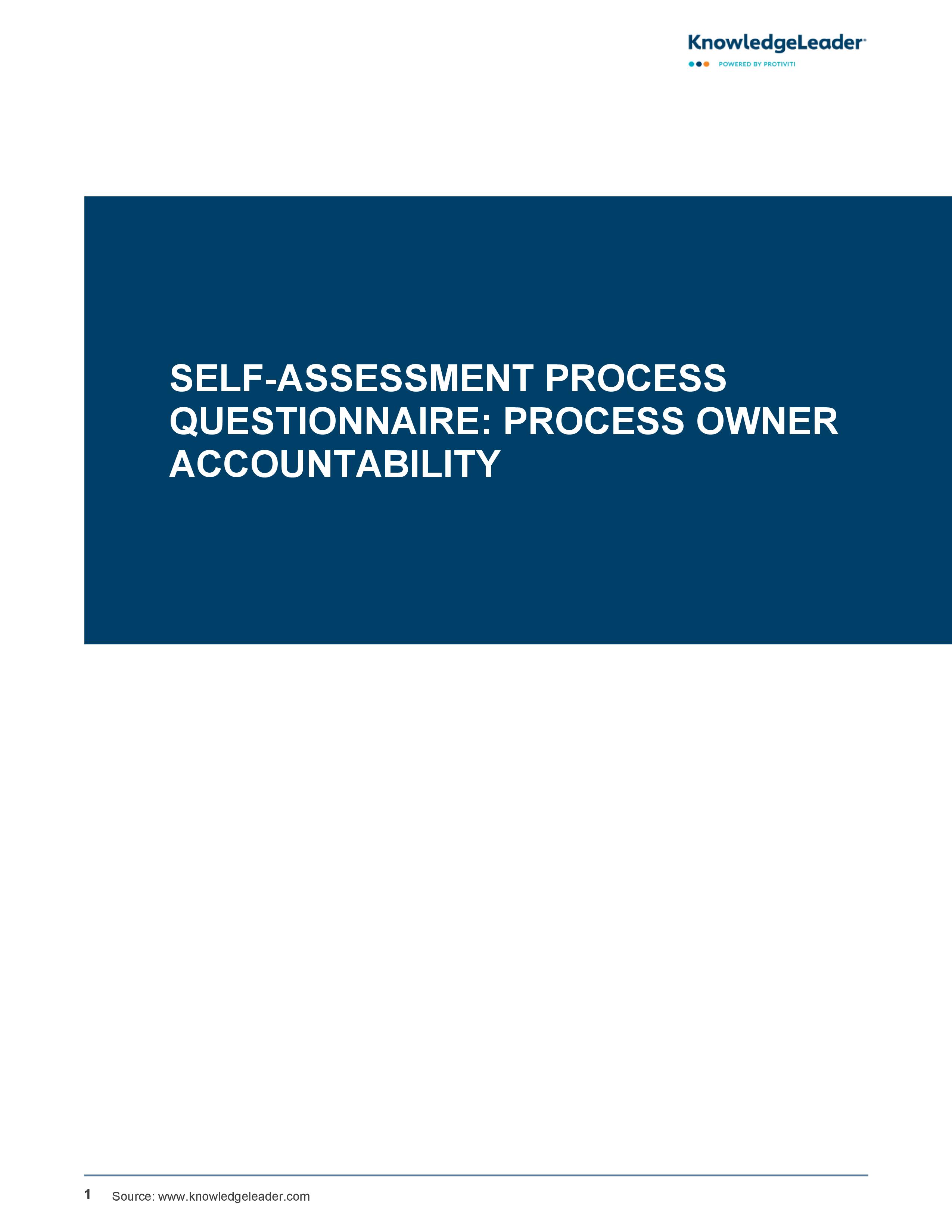 Self-Assessment Process Questionnaire: Process Owner Accountability