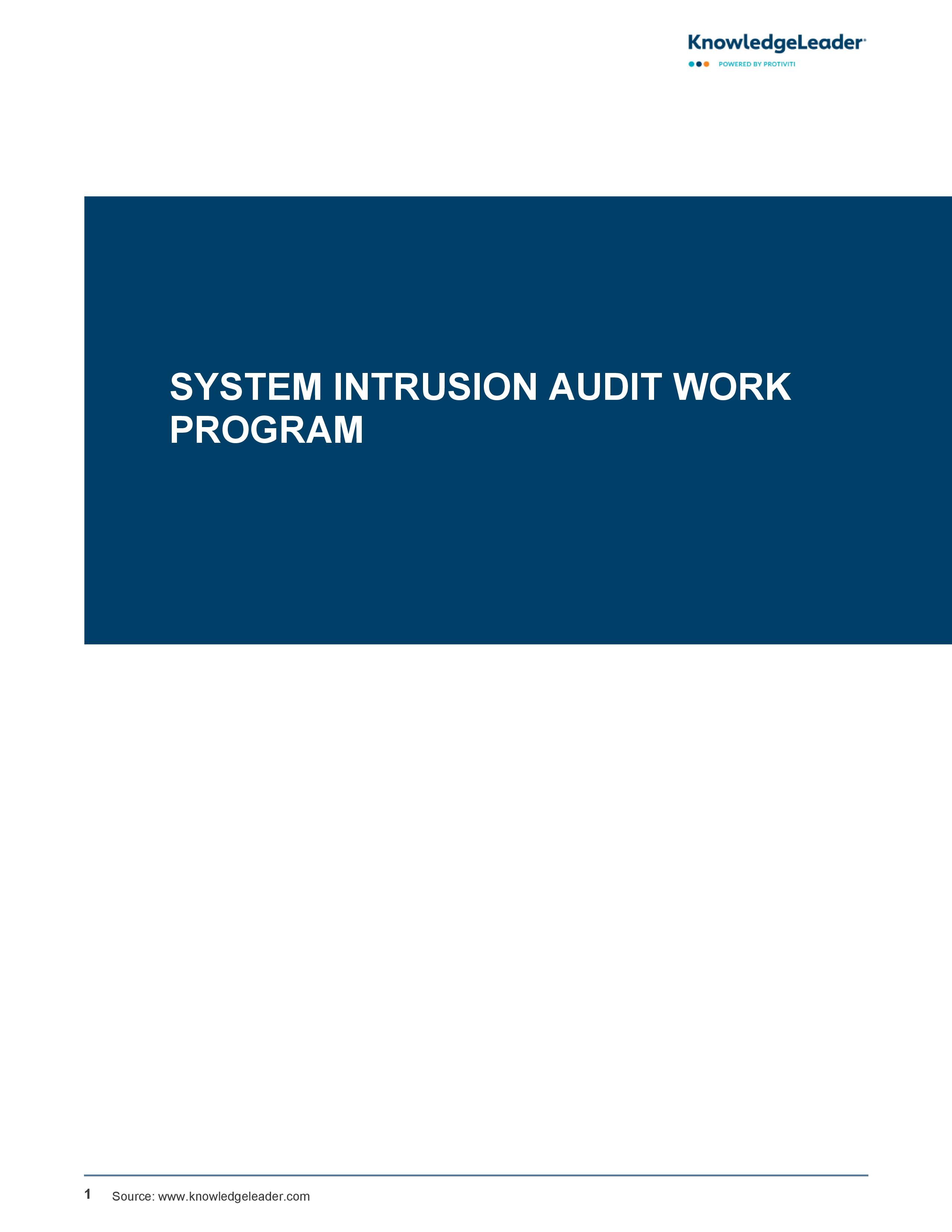 System Intrusion Audit Work Program